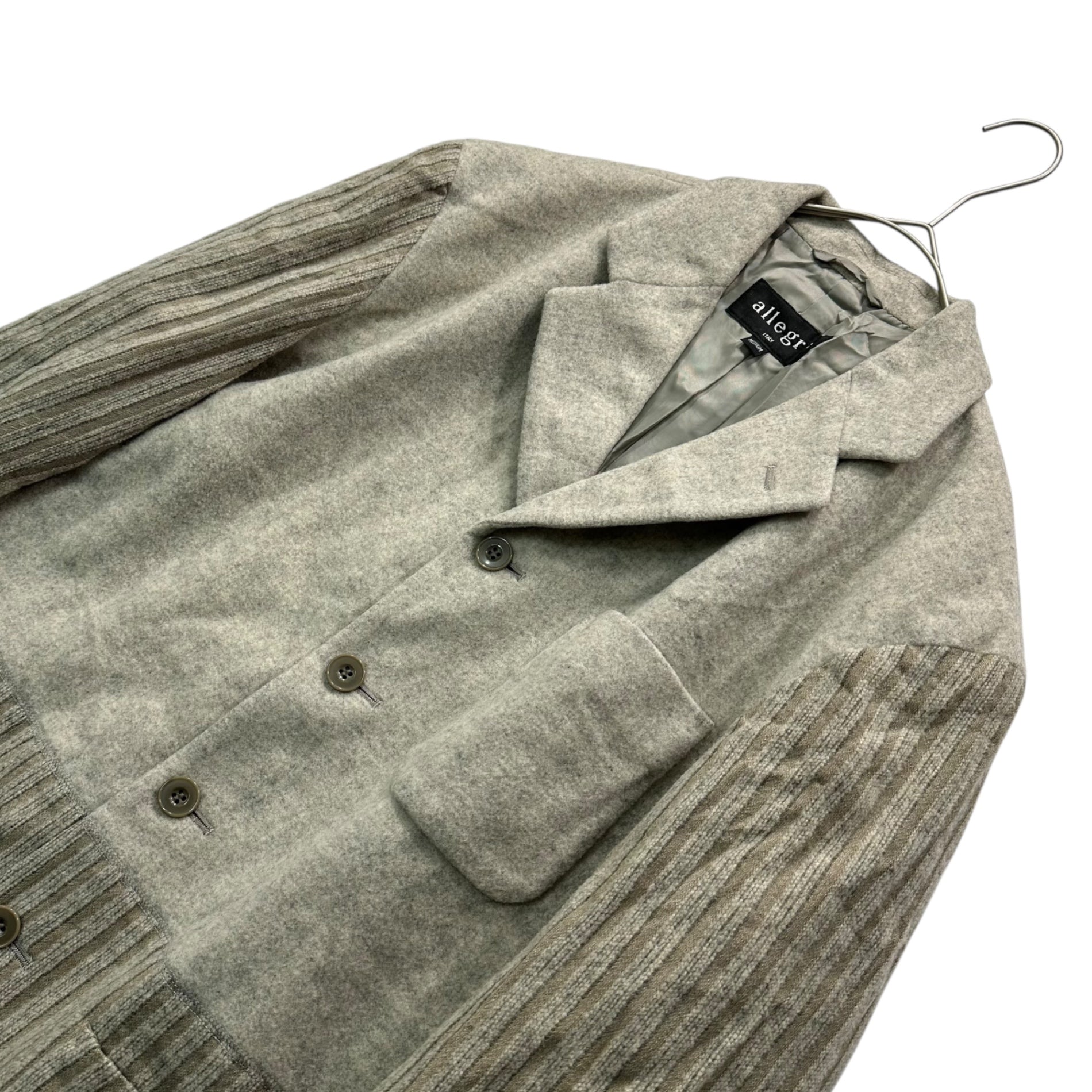 allegri(アレグリ) 90's Sleeve and Hem Contrast Wool 4-Button Jacket 90年代 袖 裾 切替 ウール 4ボタン ジャケット 4FR24-565-40 M ライトグレー