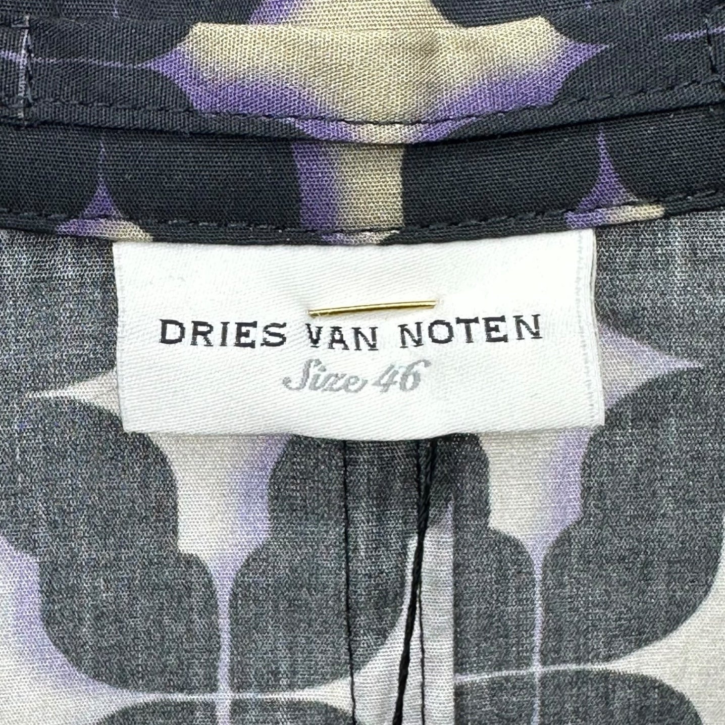 DRIES VAN NOTEN(ドリスヴァンノッテン) 24SS Graphic Tile Print Casual Tailored Jacket 24SS グラフィック タイル プリント カジュアル テーラード ジャケット 241-020419-8138-508 46(S) ブラック×グレー×パープル 紙タグ付属 国内代理店タグ無(セレクトショップ購入品)