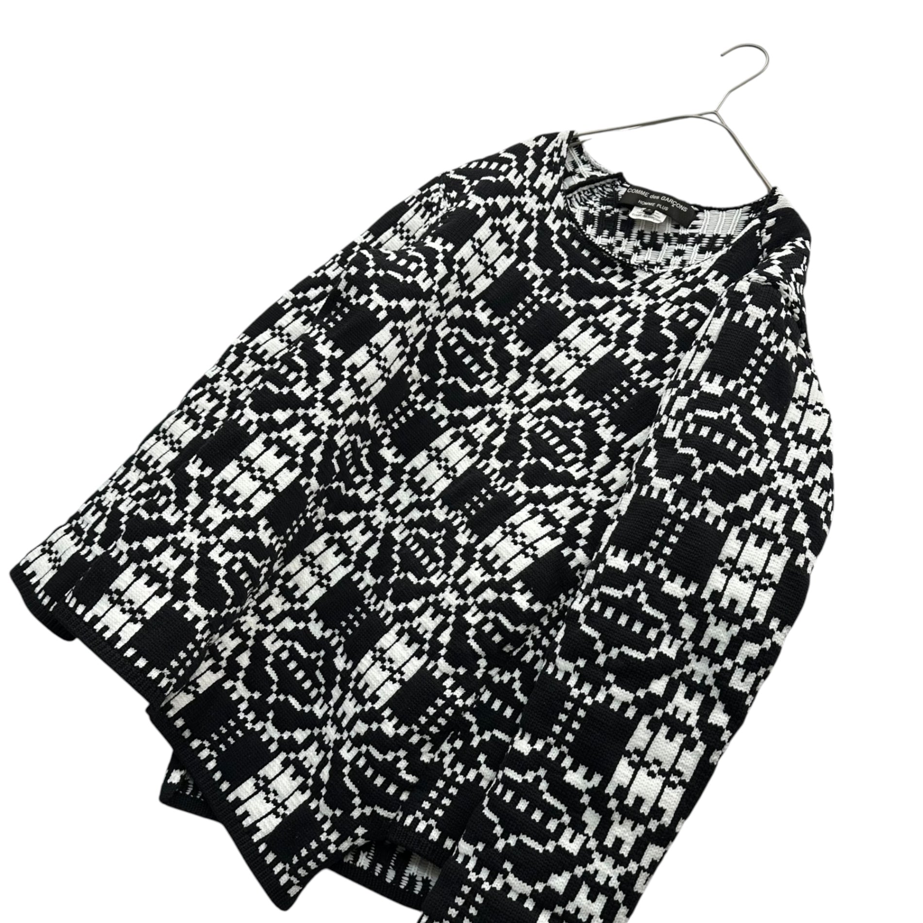 COMME des GARCONS HOMME PLUS(コムデギャルソンオムプリュス) 21AW Twisted Jacquard Knit 捻じれ ジャガード ニット PH-N010 S ブラック×ホワイト