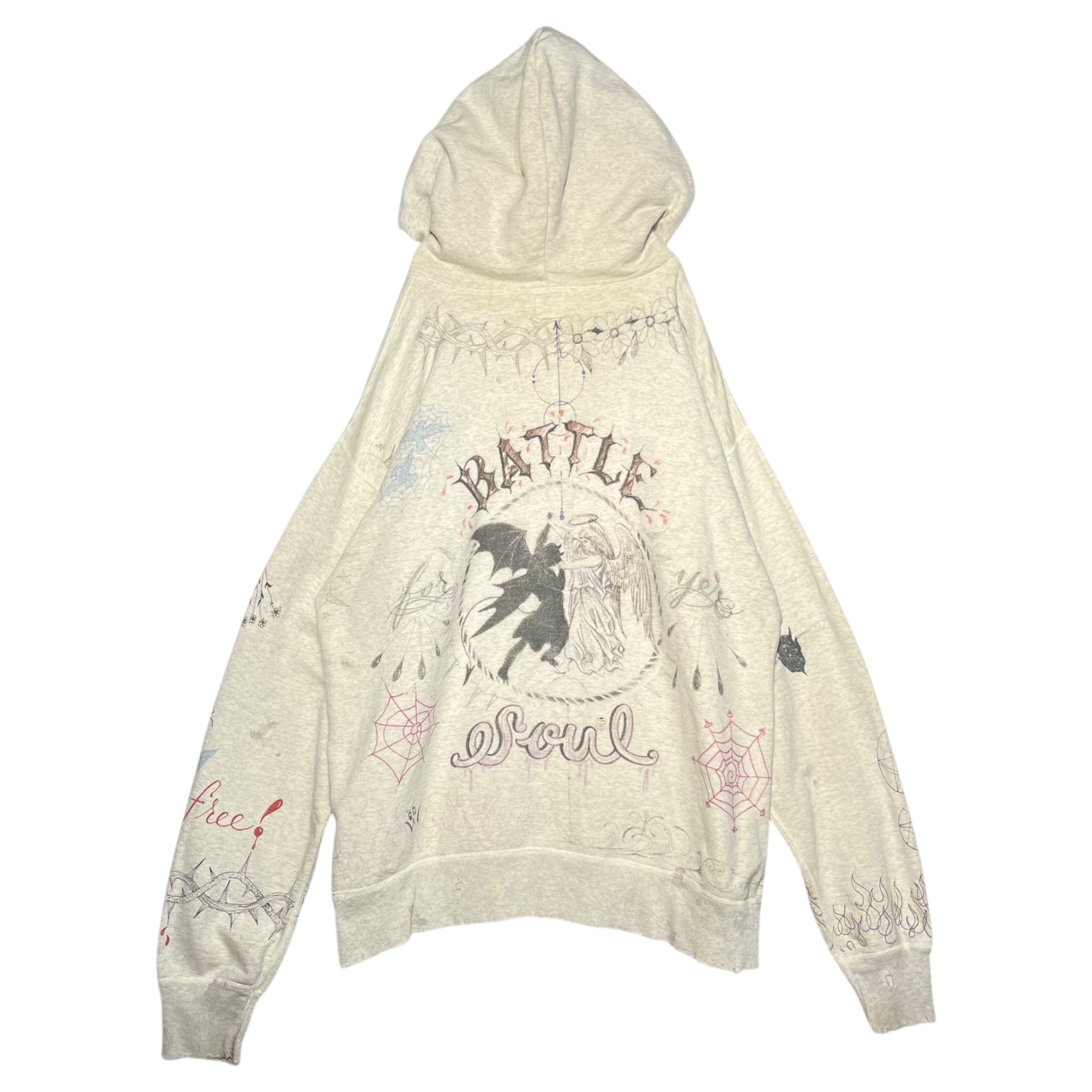 SAINT MICHAEL(セントマイケル) 21AW HOODIE_DR.WOO フーディー ダクターウー SM-A21-0000-056 XL ライトグレー プルオーバー パーカー 落書き グラフィック