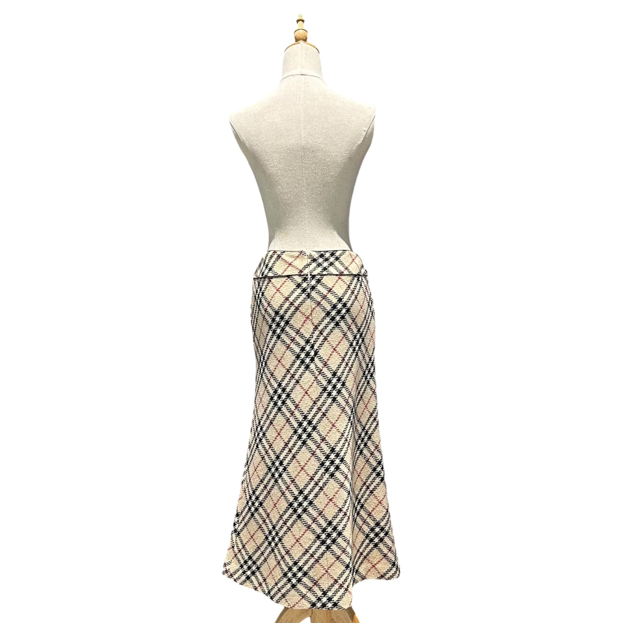 BURBERRY LONDON(バーバリーロンドン) Old Nova Check Wool Long Skirt オールド ノヴァ チェック ウール ロング スカート FX036-090 38(M) ベージュ×ブラック×レッド