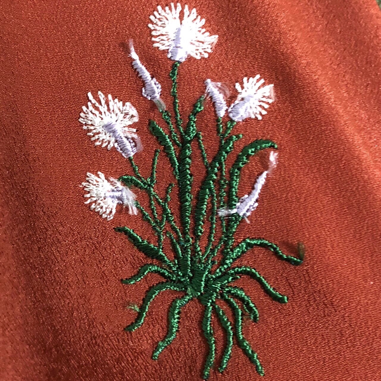 mame kurogouchi(マメクロゴウチ) 18SS Pedicel Embroidery Puff Sleeve Dress/フラワー刺繍ワンピース/ドレス/花 MM18SS-DR047 1(Sサイズ程度) ボルドー