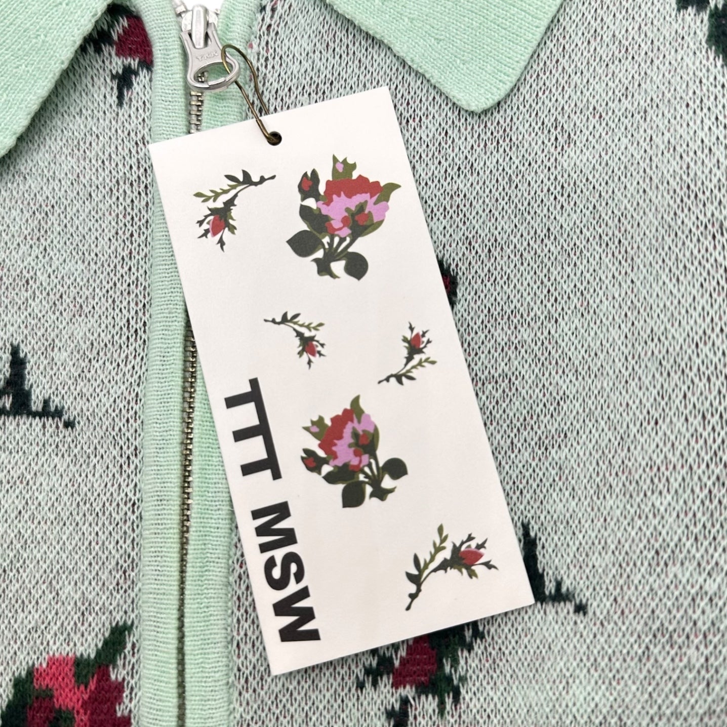 TTT MSW(ティーモダンストリートウエア) 20AW Flower Knit Polo Shirt フラワー ニット ポロシャツ TTT-2020AW-KT02 FREE ミント