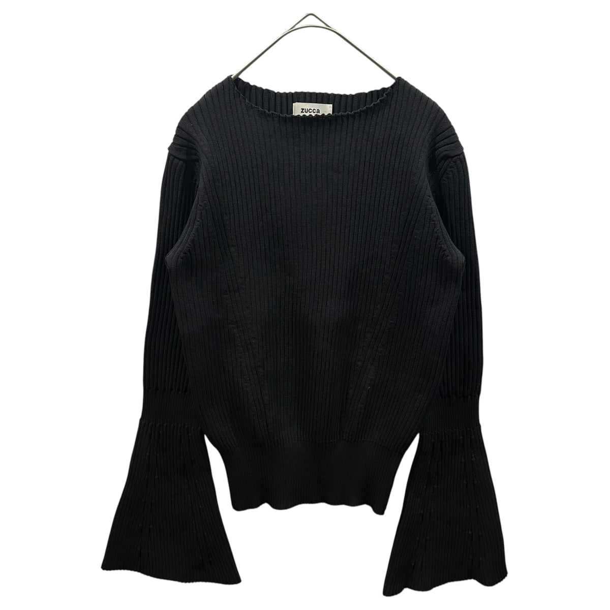 zucca(ズッカ) 2018AW Ribbed bell-sleeve sweater ベルスリーブ リブ ニット ZU83KN074 M ブラック
