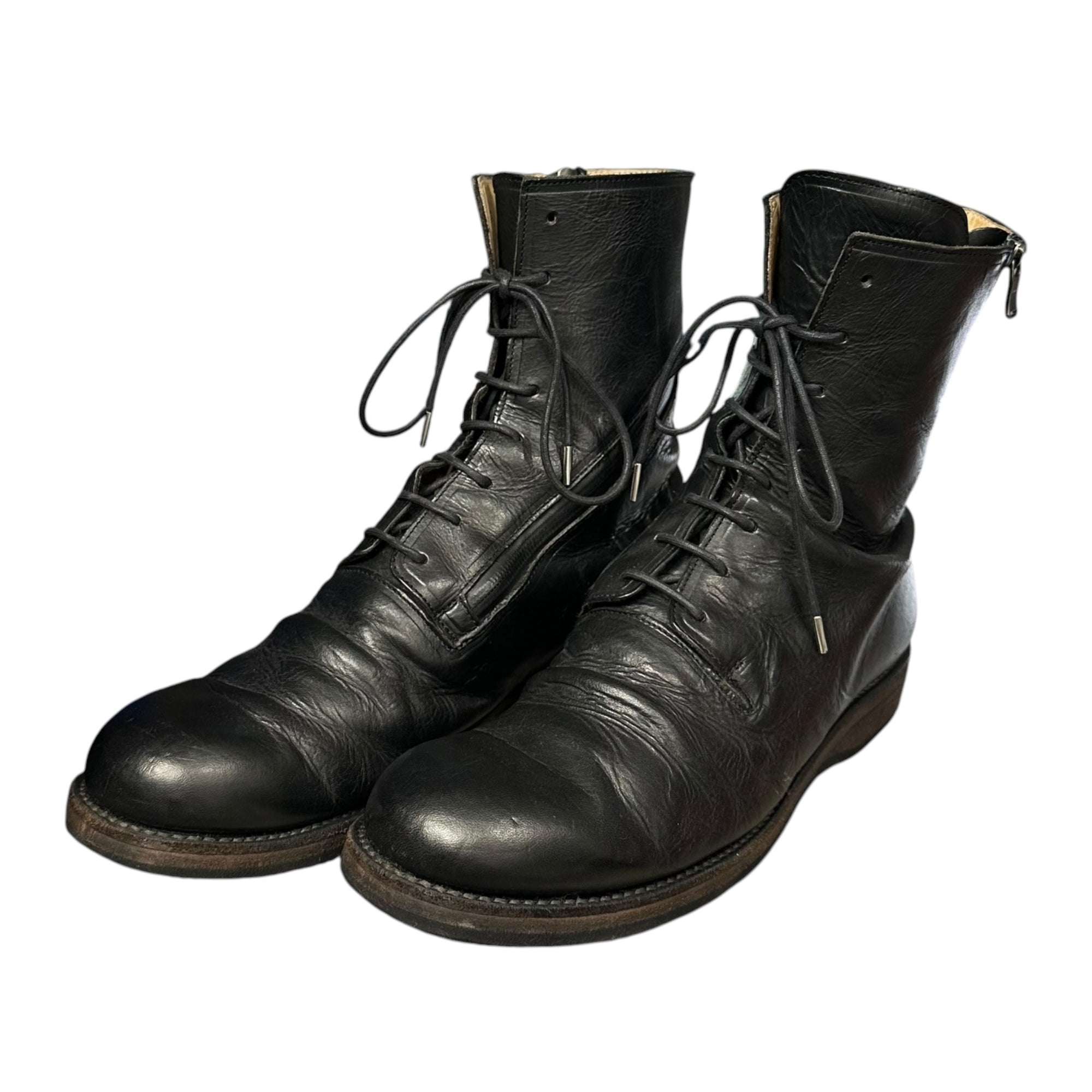 The Viridi-anne(ザヴィリディアン) 14AW 表裏一体/INDIVISIBLE Spiral Zip Boots スパイラル ジップ ブーツ VI-2302-09 2(M程度) ブラック ソール張替え済