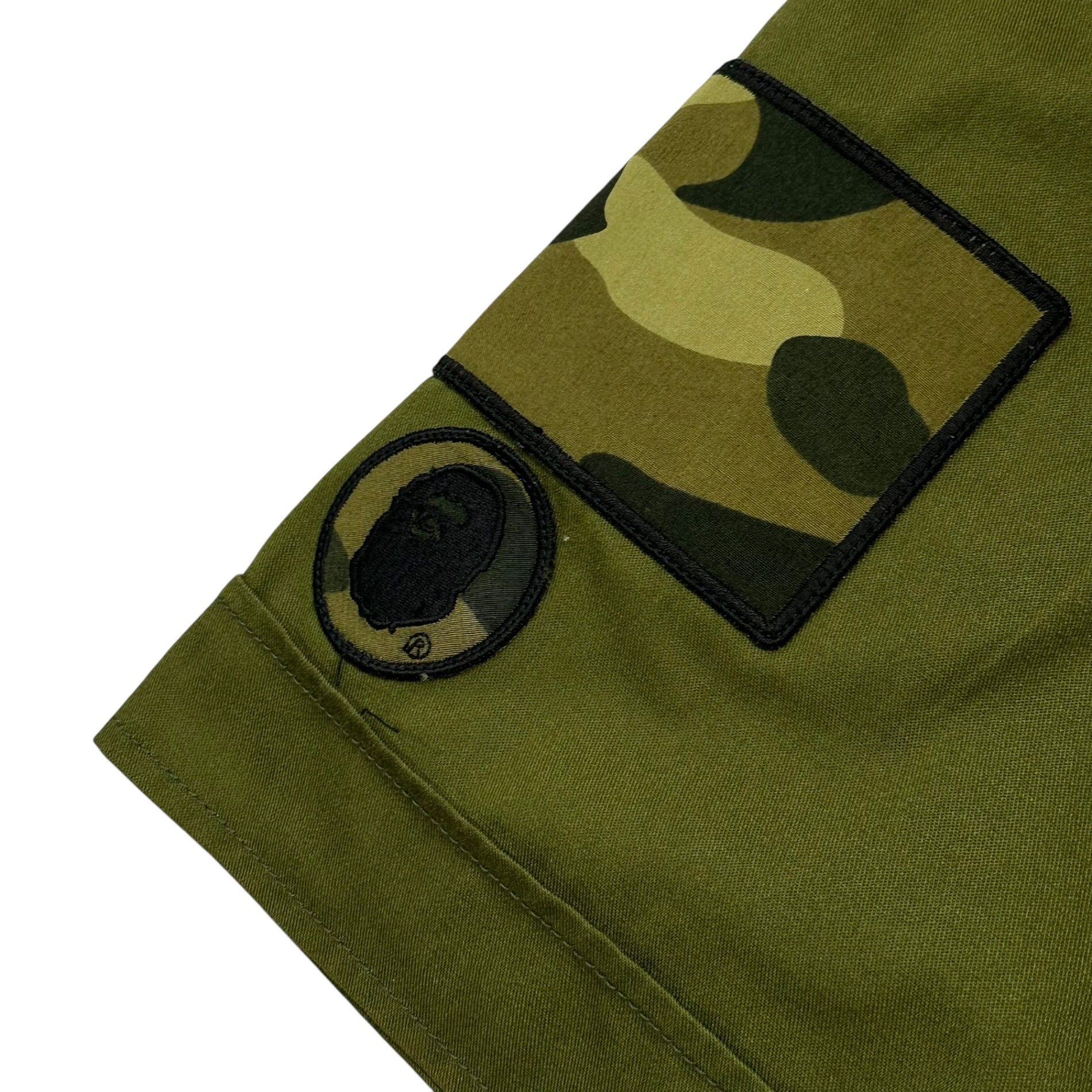 A BATHING APE(アベイシングエイプ) 00's FELLOWSHIP BAPE CAMP BOY SCOUT SHIRT ワッペン 半袖 ボーイ スカウト シャツ M オリーブ