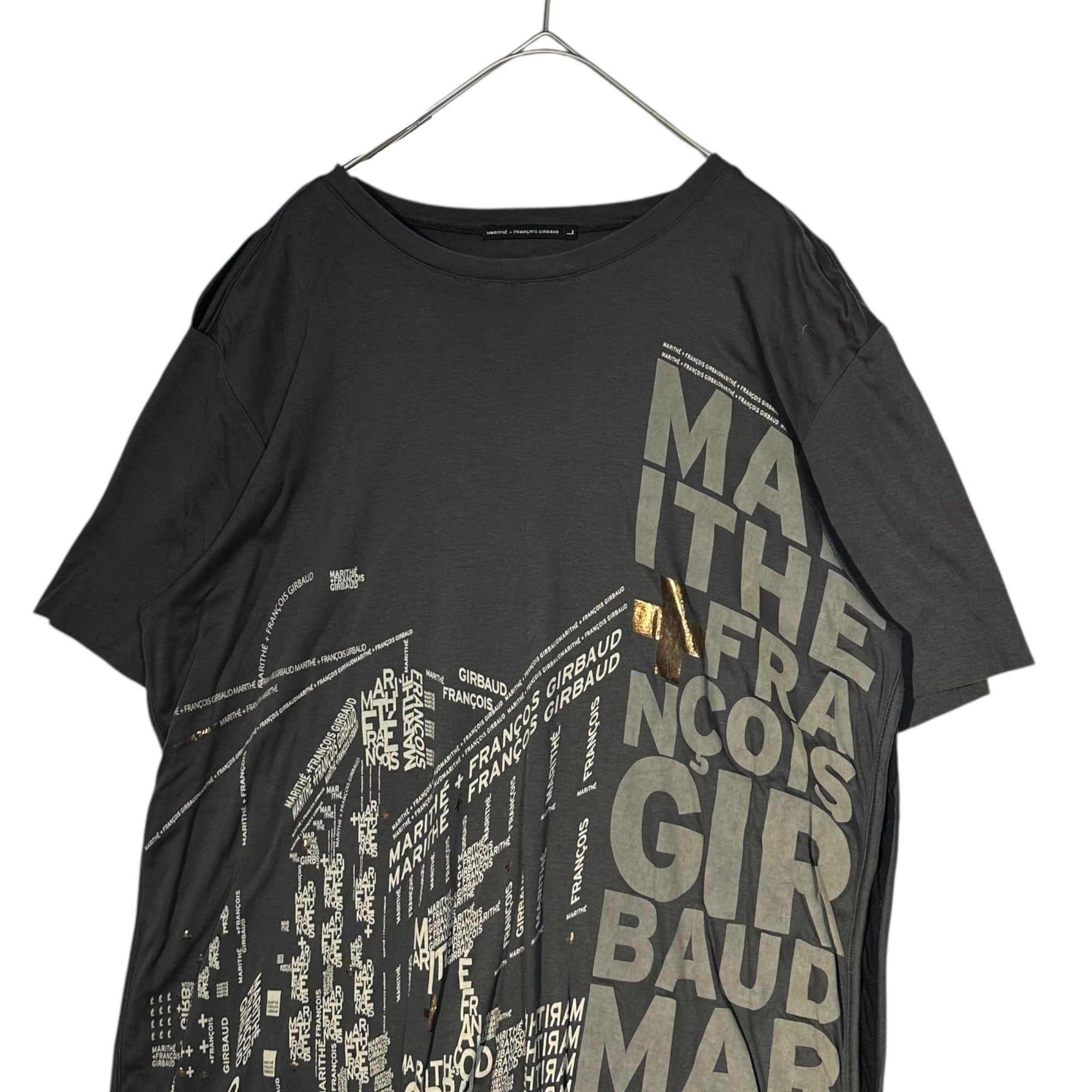 MARITHE FRANCOIS GIRBAUD(マリテフランソワジルボー) 00's Random Logo Graphic Print Side Seam T-Shirt ランダム ロゴ グラフィック プリント サイドシーム Tシャツ M5-6663 L グレー Y2K