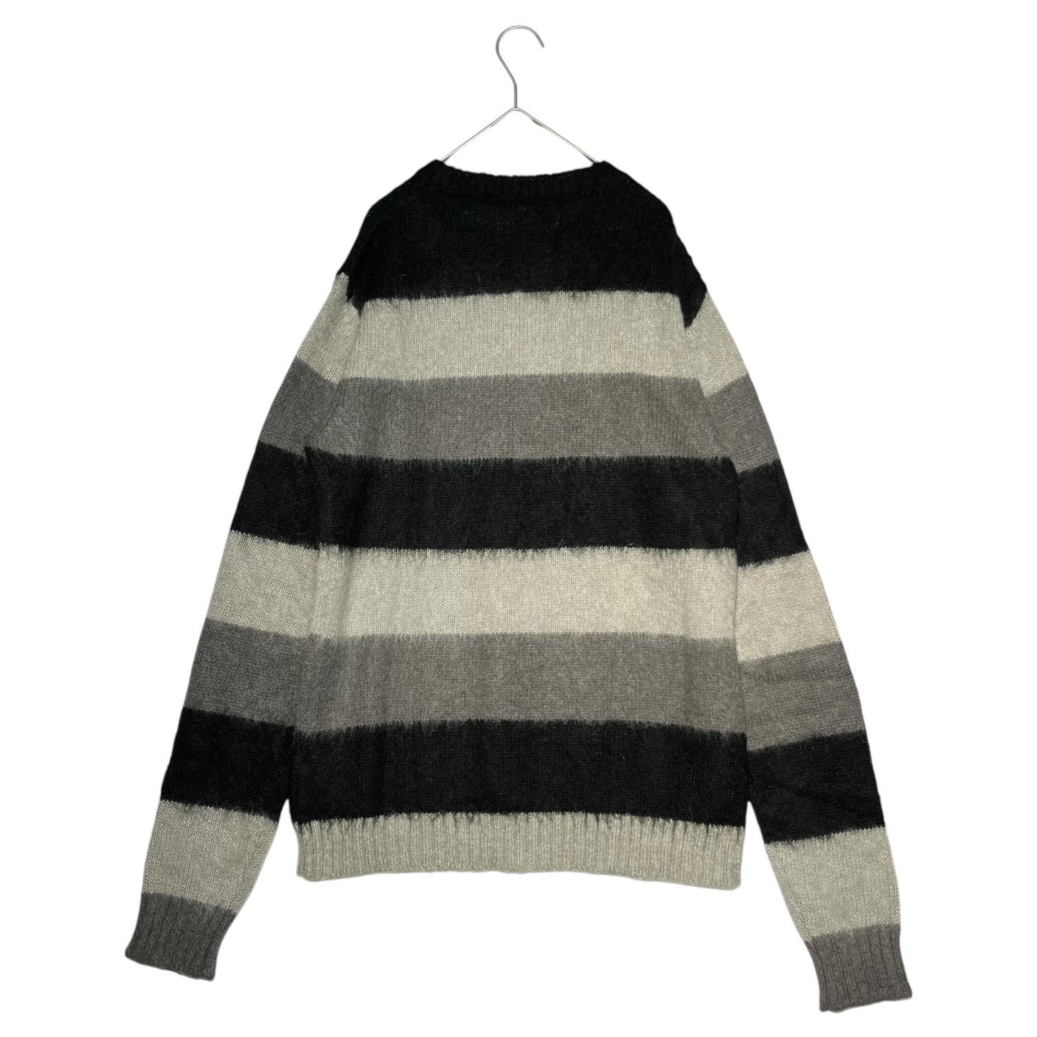 DIESEL(ディーゼル) Mohair mix border crew neck knit モヘア 混 ボーダー クルーネック ニット M グレー×ブラック Y2K