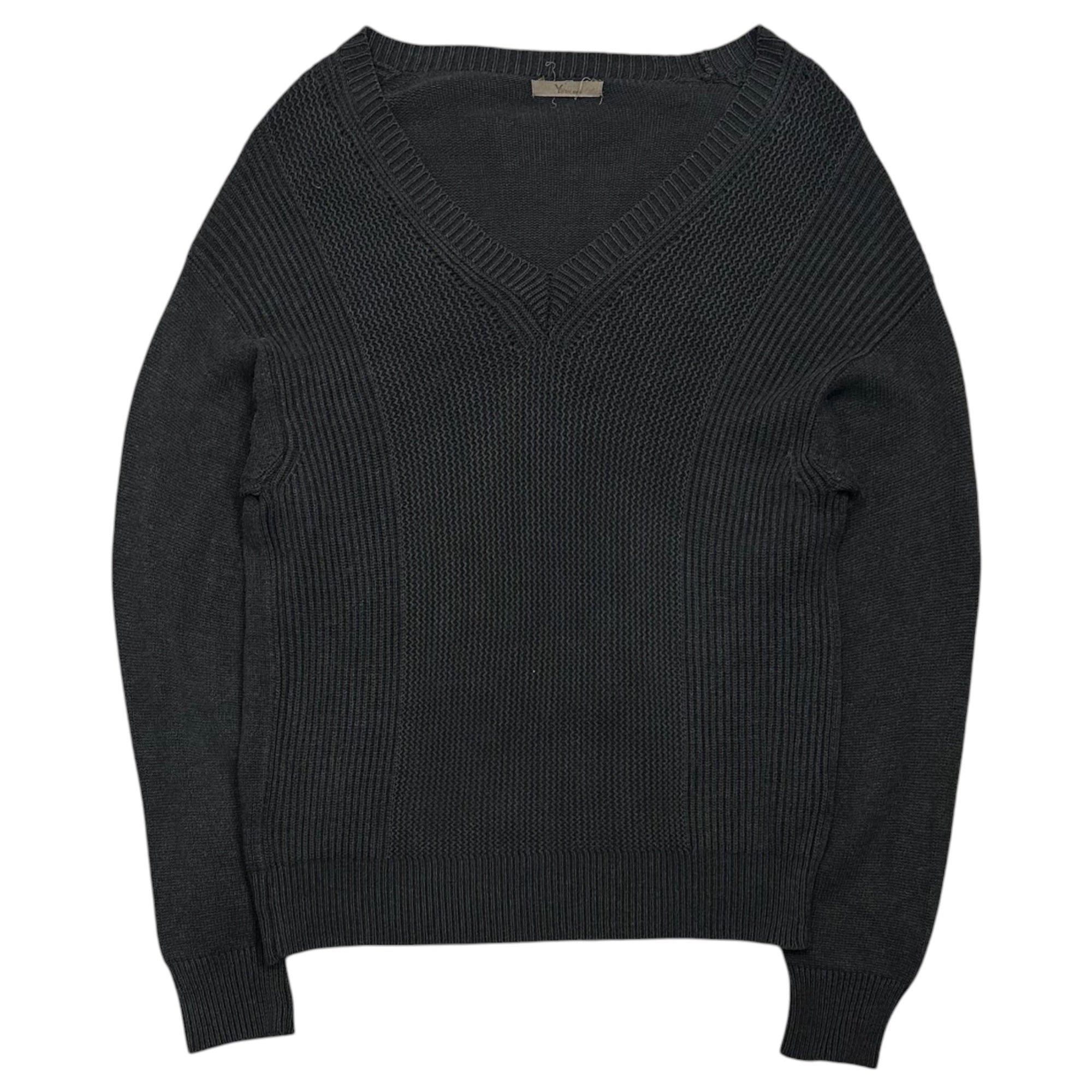 Y's for men(ワイズフォーメン) 1980's~1990's V-Neck L/S Cotton Knit Vネック 長袖 コットン ニット 表記消(FREE) グレー 80年代～90年代 ヴィンテージ