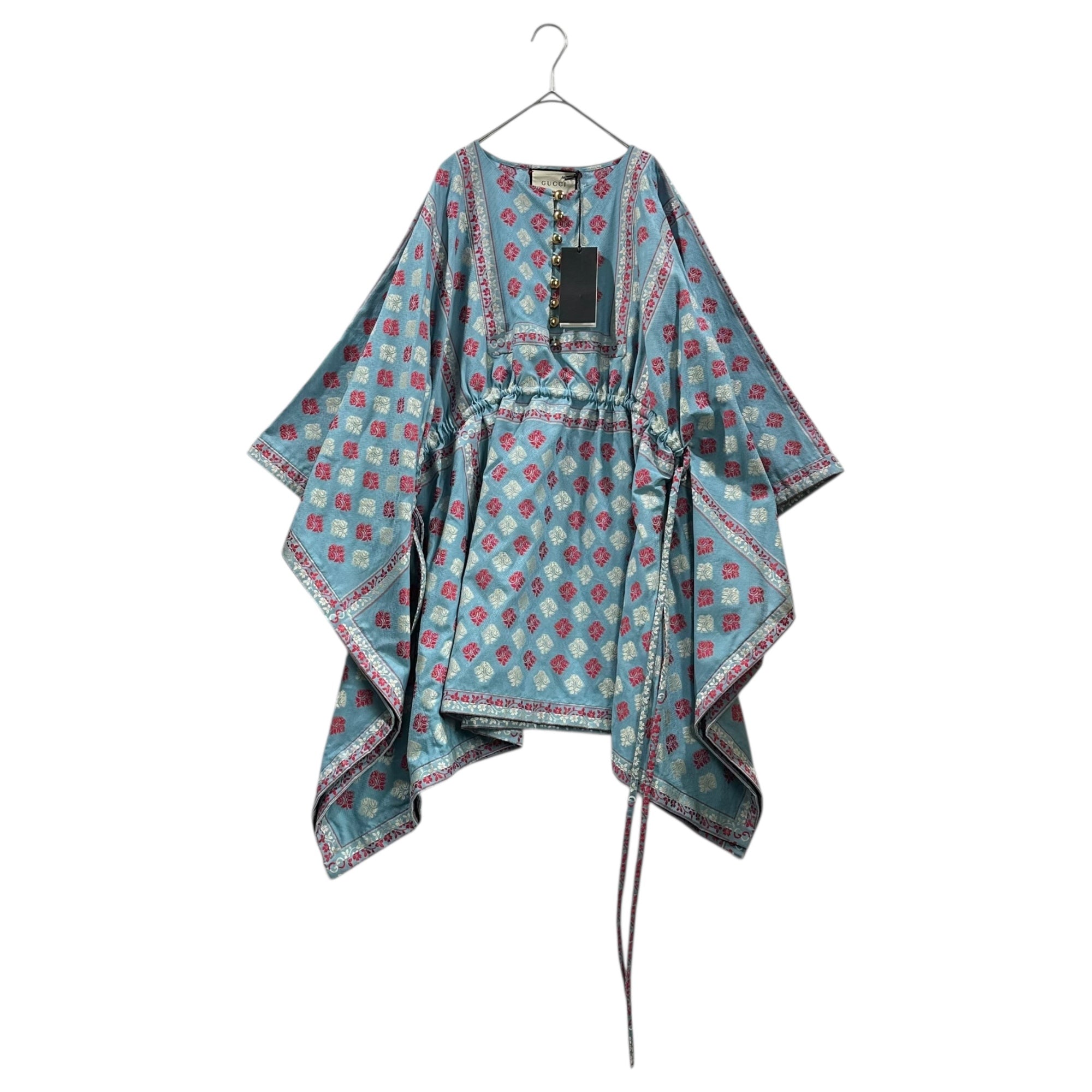 GUCCI(グッチ) 20SS All-over print embroidered caftan dress 総柄 刺繍 カフタンドレス 627309 ZAD90 4778 40(L程度) ライトブルー×レッド×ホワイト