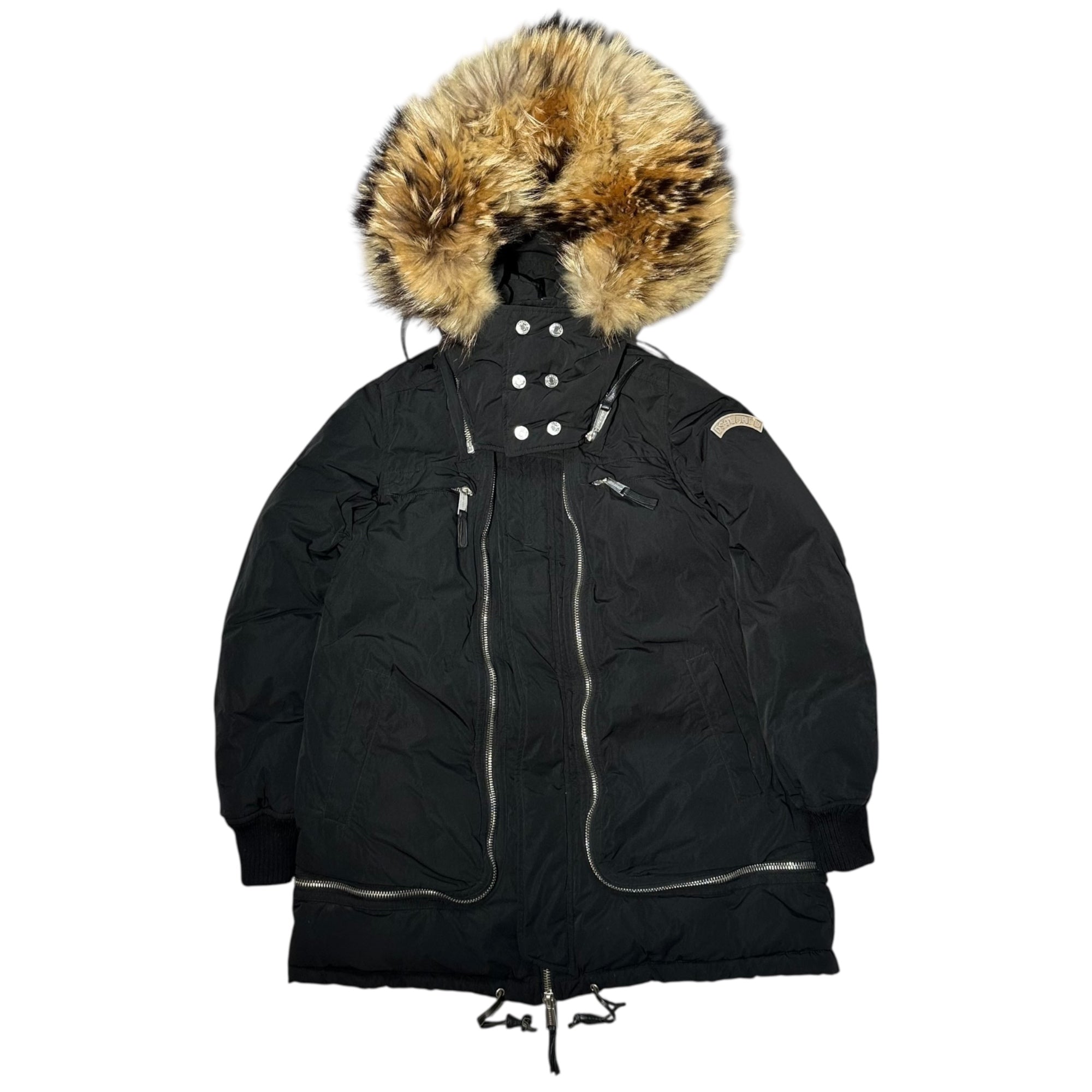 DSQUARED2(ディースクエアード) 10AW Big Fur Hood Nylon Down Jacket ビッグ ファー フード ナイロン ダウン ジャケット Y2K 72 A085 40(L程度) ブラック ここのえタグ