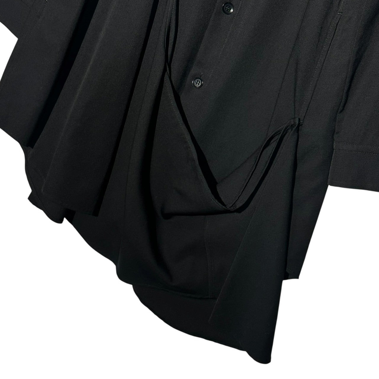 Y's(ワイズ) Wool Gabardine Front Layered Long-Sleeve Long Shirt ウール ギャバジン フロント 重ね 長袖 ロング シャツ YG-J03-100 1(S程度) ブラック