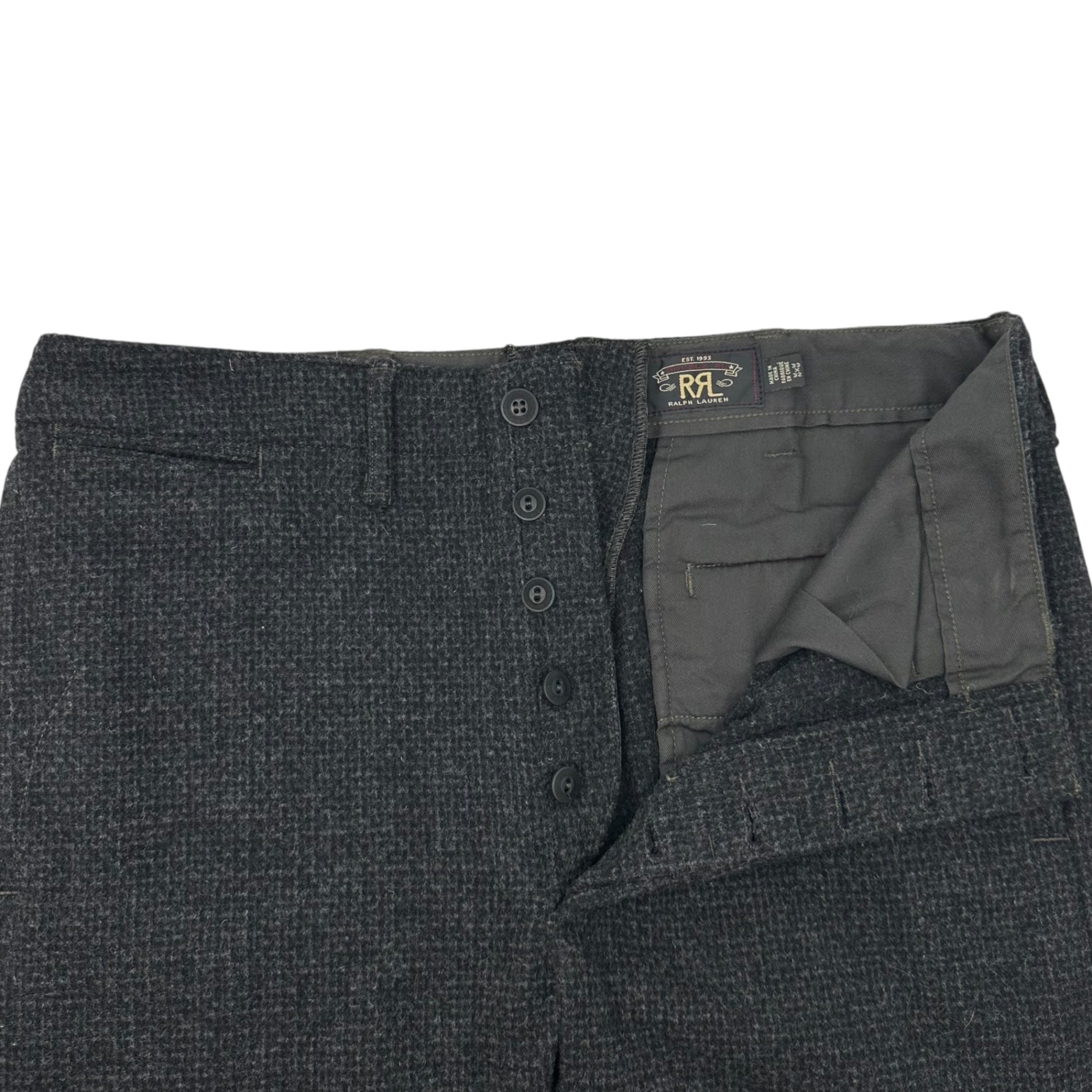 RRL(ダブルアールエル) Vintage-Washed Patchwork Wool Pants ヴィンテージ加工 パッチワーク ウール パンツ 32 チャコールグレー