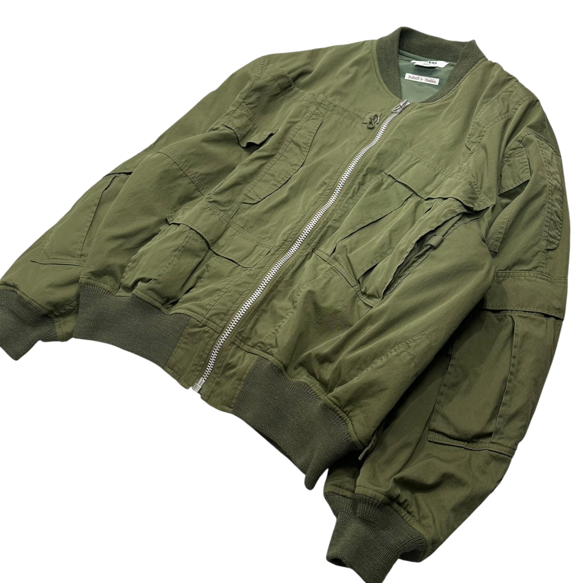 JUNYA WATANABE MAN×Rebuild by Needles(ジュンヤワタナベマン×リビルドバイニードルズ) 2025AW Co-branded Cotton-Nylon MA-1 Jacket 綿ナイロンMA-1ジャケット WP-J902 L カーキ AD2025 Wネーム