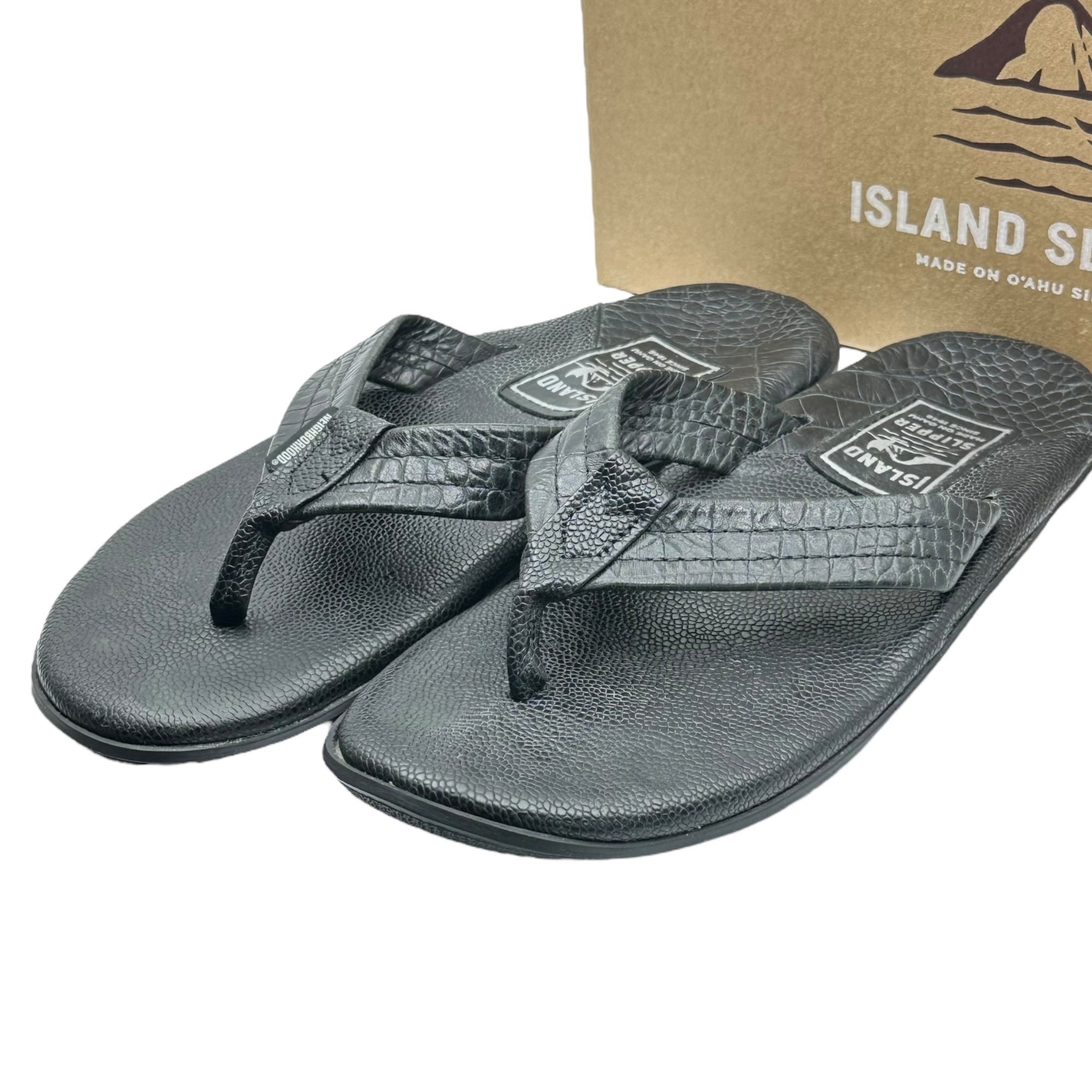 NEIGHBORHOOD×ISLAND SLIPPER(ネイバーフッド×アイランドスリッパ) 23SS NH X ISLAND SLIPPER.LEATHER SANDAL レザー サンダル 231GSISN-FW01 27cm ブラック コラボ