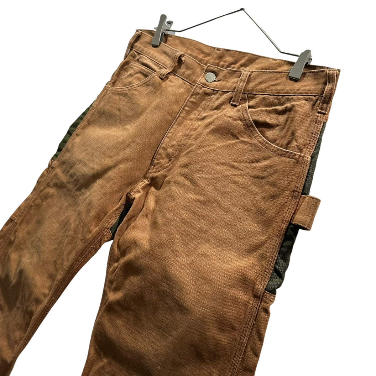 COMME des GARCONS HOMME(コムデギャルソンオム) 2009AW Nylon-panel duck canvas painter pants ナイロン 切替 ダック地 ペインター パンツ HD-P026 M ブラウン×オリーブ AD2009