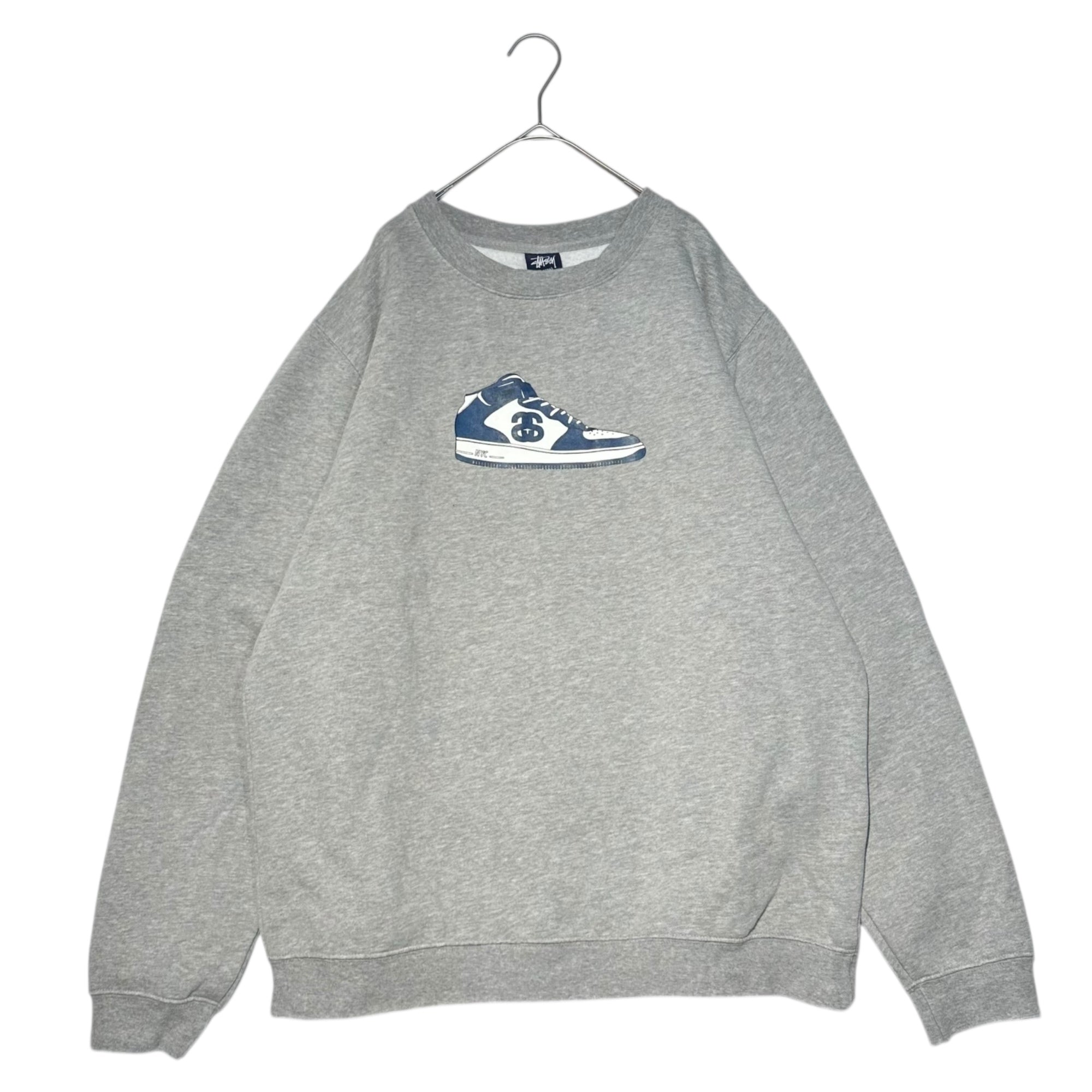 STUSSY(ステューシー) 00's Sneaker Print Sweatshirt スニーカー プリント スウェット L グレー×ネイビー パロディー