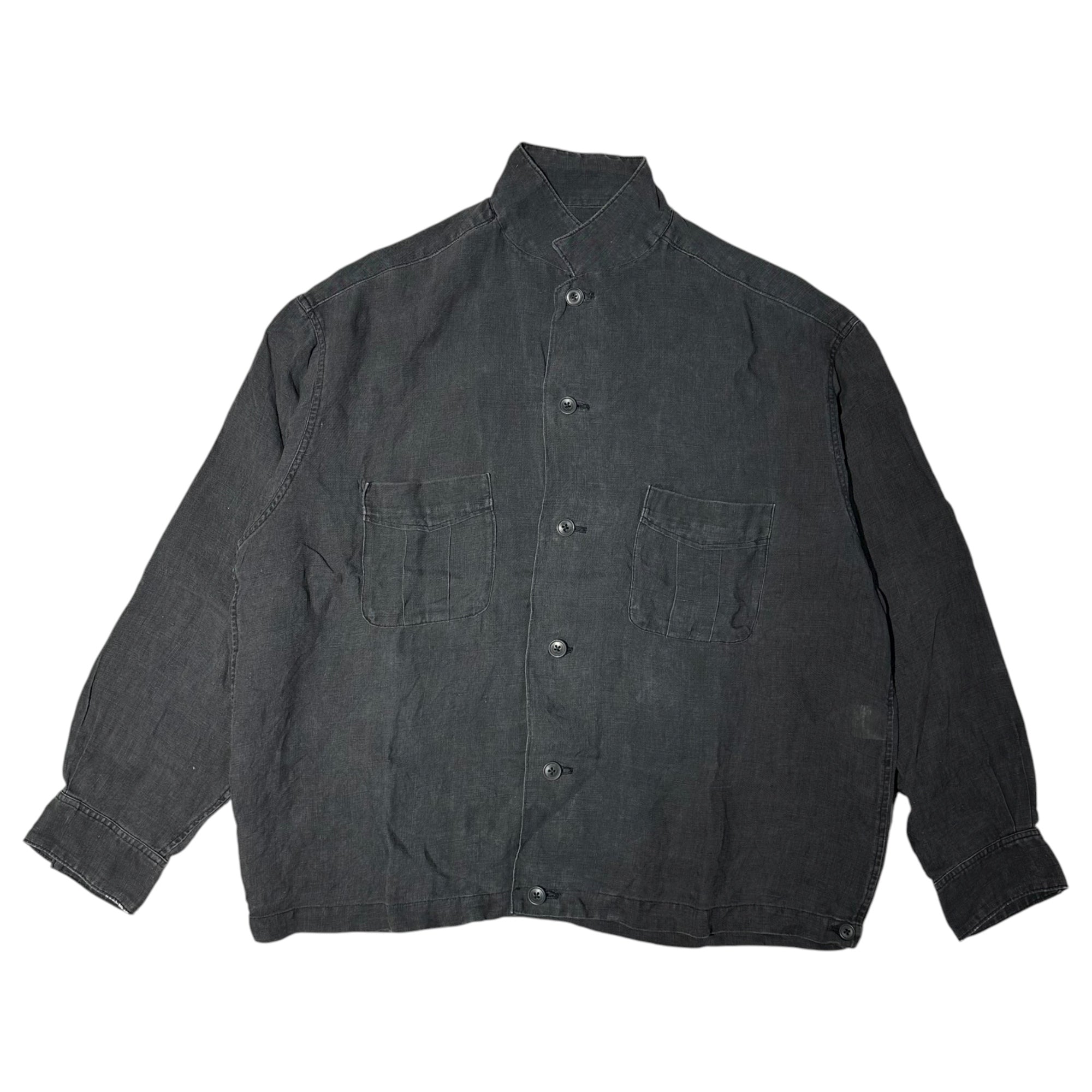 Y's for men(ワイズフォーメン) Early 80s Tag Linen Double Pocket Shirt Jacket 80年代 初期タグ リネン ダブル ポケット シャツ ジャケット MS-Y01-307 FREE(L程度) ブラック
