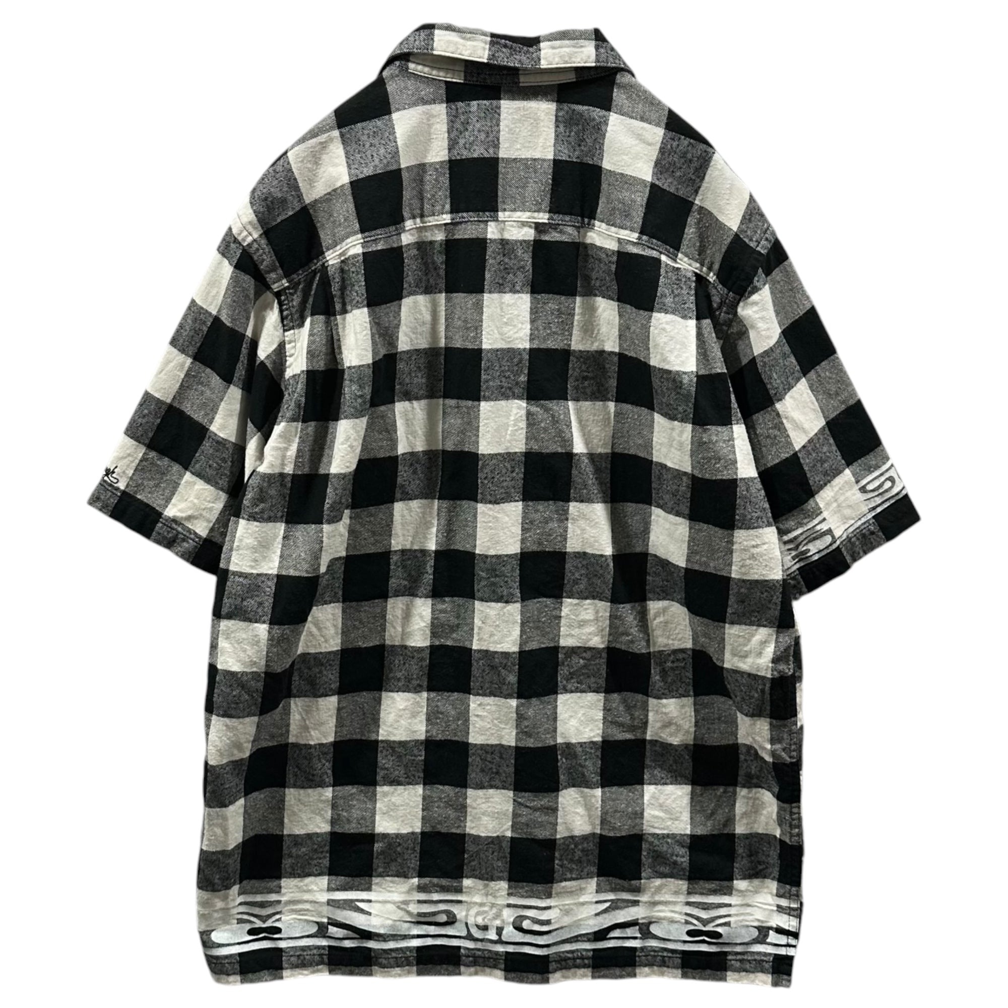 GOODENOUGH(グッドイナフ) 2014SS BLOCK CHECK FLANNEL SHIRT ブロックチェック フランネル 半袖 シャツ GE-143006 L ブラック×ホワイト 復刻品
