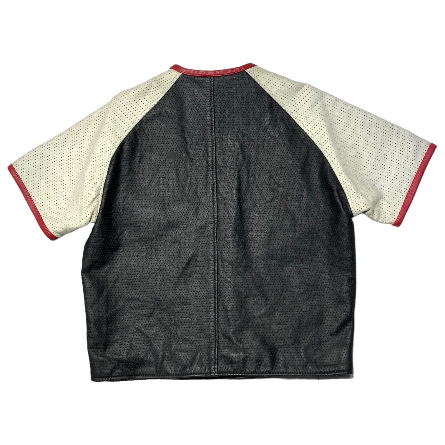 SGEAR(エスギア) Punching leather patch S/S jacket パンチング レザー パッチ 半袖 ジャケット LL ブラック レーシング H-D STP