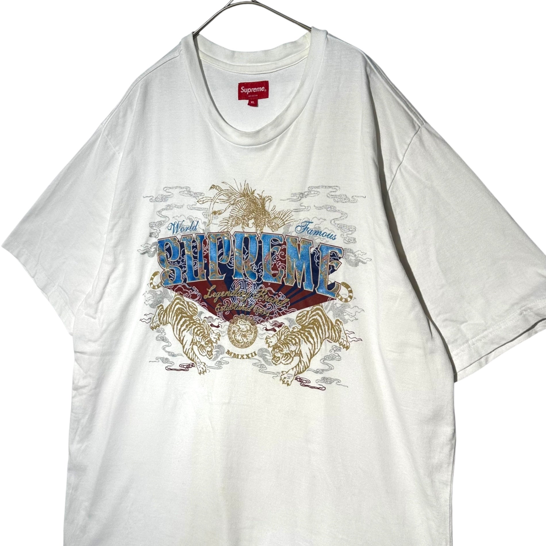SUPREME(シュプリーム) 22SS Legendary S/S Top ラメ ロゴ プリント Tシャツ XL ホワイト