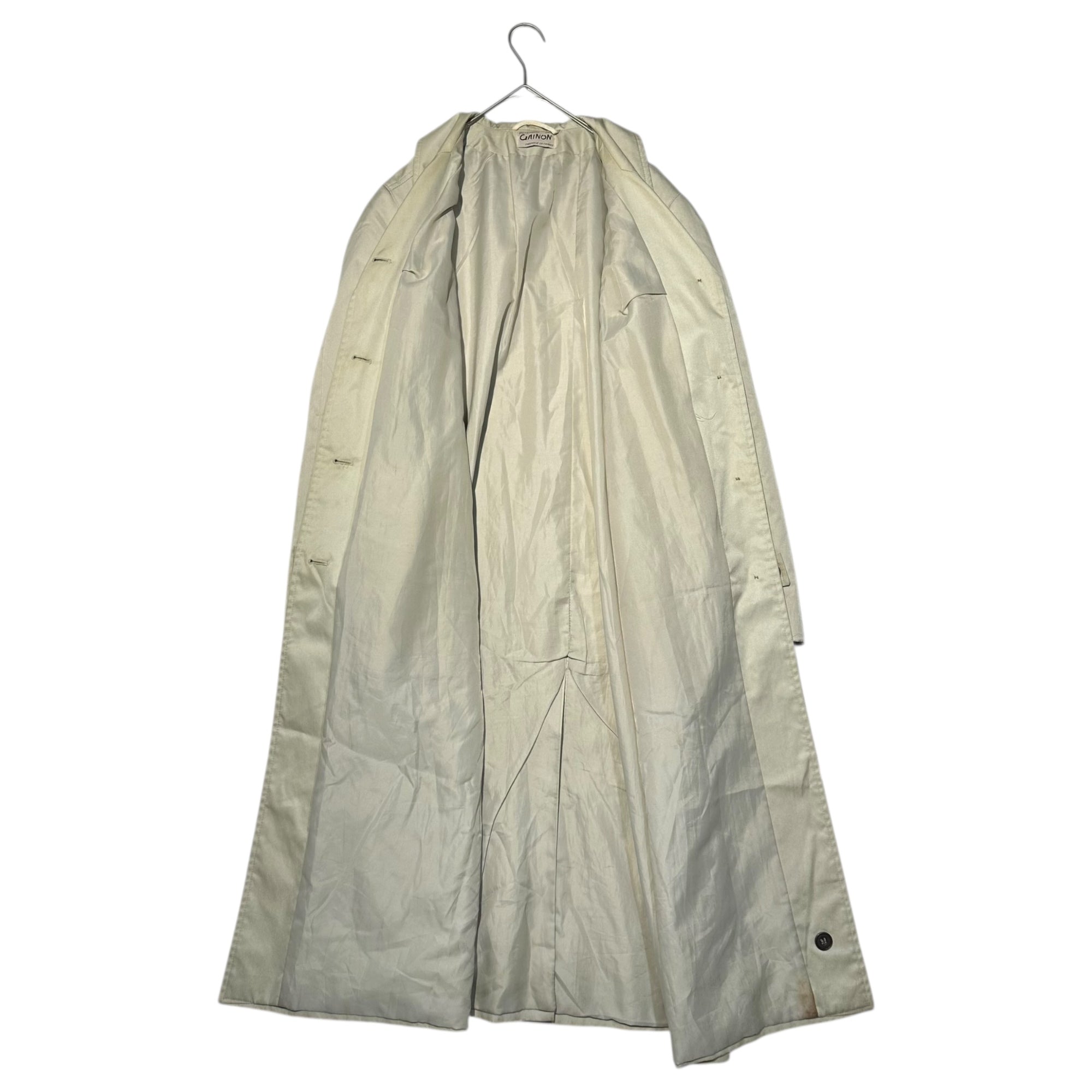 Euro vintage(ヨーロッパヴィンテージ) 70's~ trench over coat トレンチオーバーコート 42(L~XL程度) ペールグリーン / 色褪せ・小シミ有