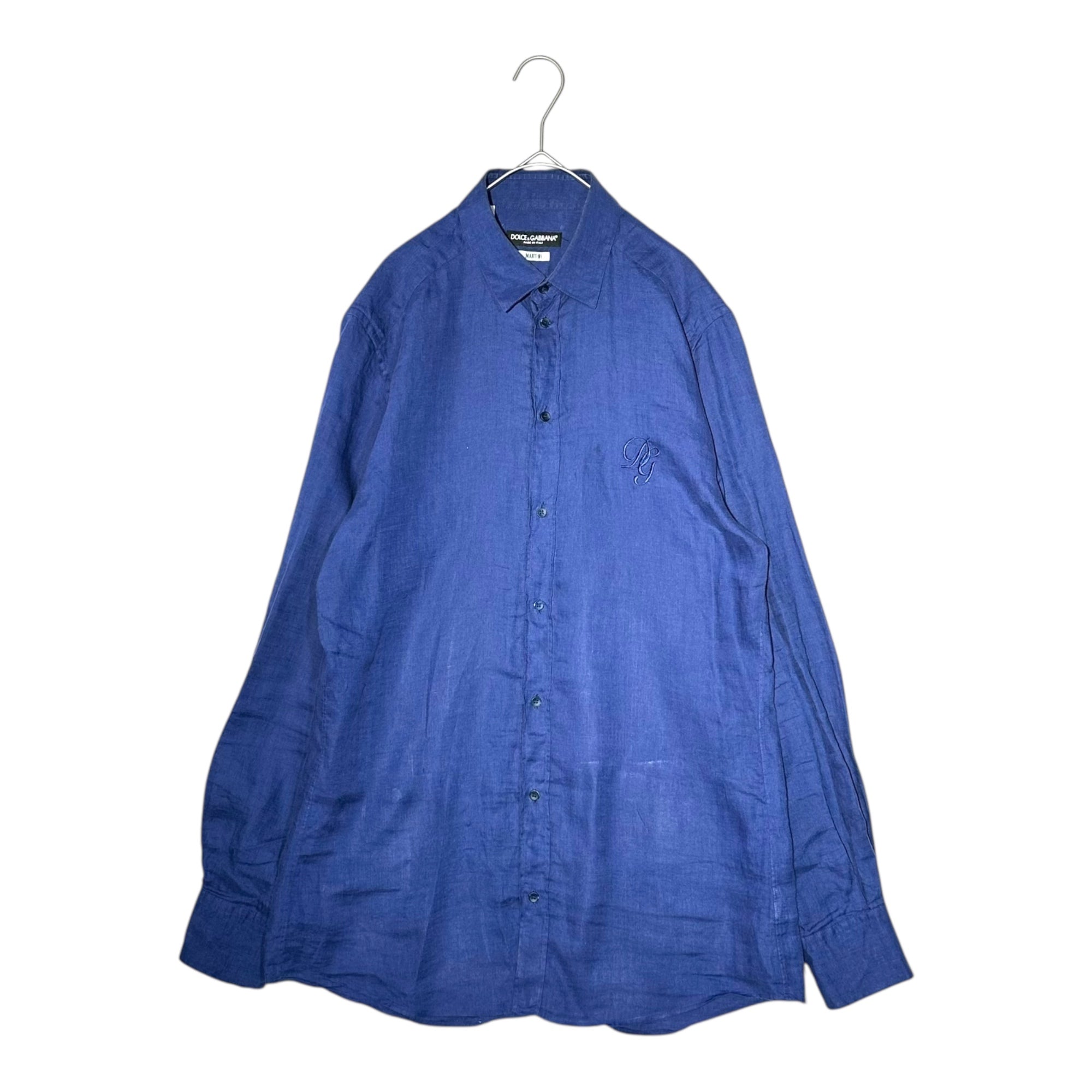 DOLCE&GABBANA(ドルチェ&ガッバーナドルガバ) MARTINI L/S Linen Shirt 長袖 リネン シャツ 39 1/2(M程度) ネイビー