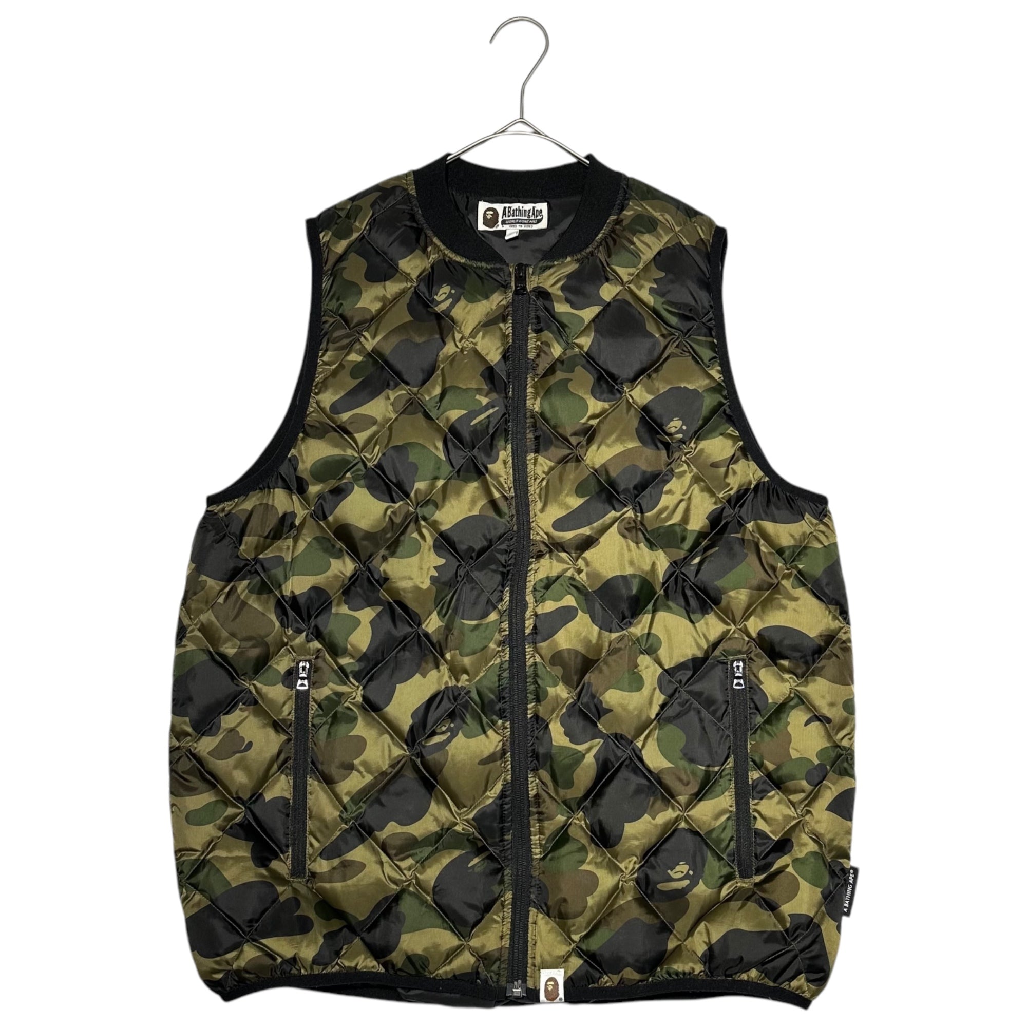 A BATHING APE(アベイシングエイプ) 1ST CAMO PUFFER VEST ファースト カモ ダウン ベスト 猿 001LJC801008X L カーキ