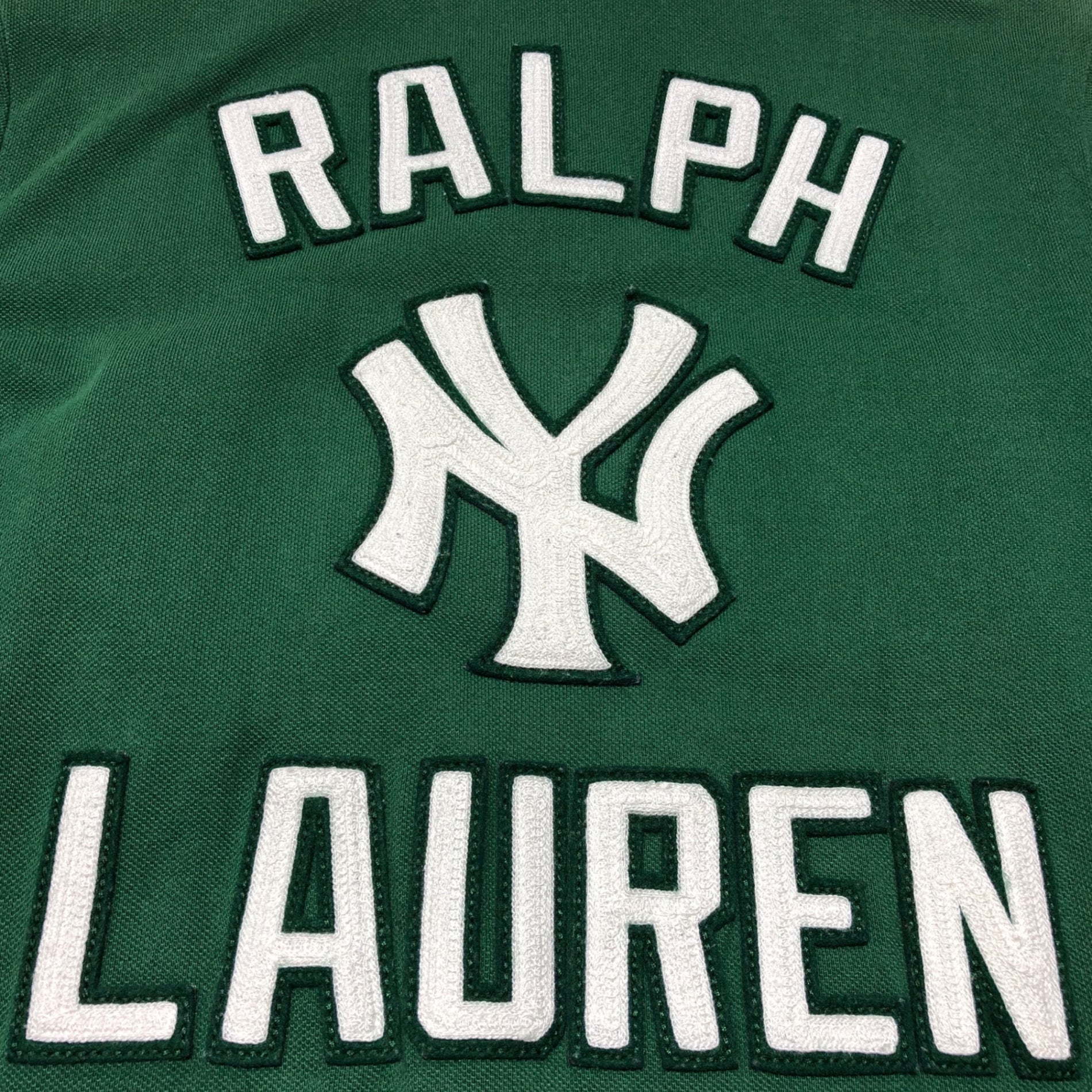 POLO RALPH LAUREN×MLB Yankees(ポロラルフローレン×ヤンキース) Yankees  logo embroidery polo shirt ロゴ 刺繍 半袖 ポロシャツ 710810495001 XS グリーン×ホワイト コラボ