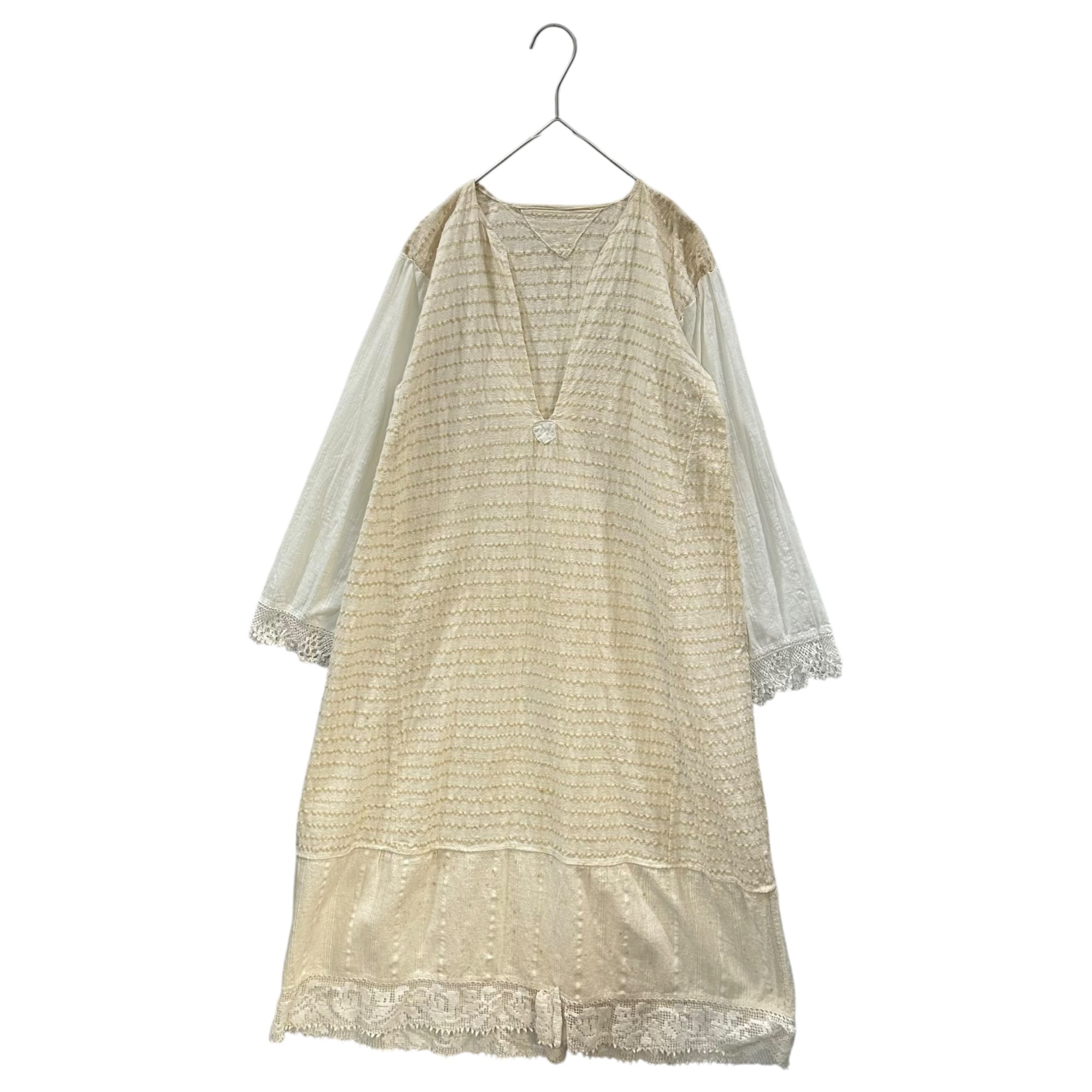 USED(ユーズド) Lace decoration border dress レース 装飾 ボーダー ワンピース FREE アイボリー
