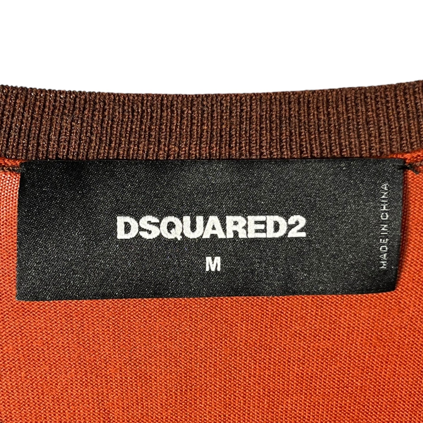 DSQUARED2(ディースクエアード) Arrow design deep V neck knit 矢印 デザイン 深Ｖネックニット S71HA0839 Ｍ オレンジ