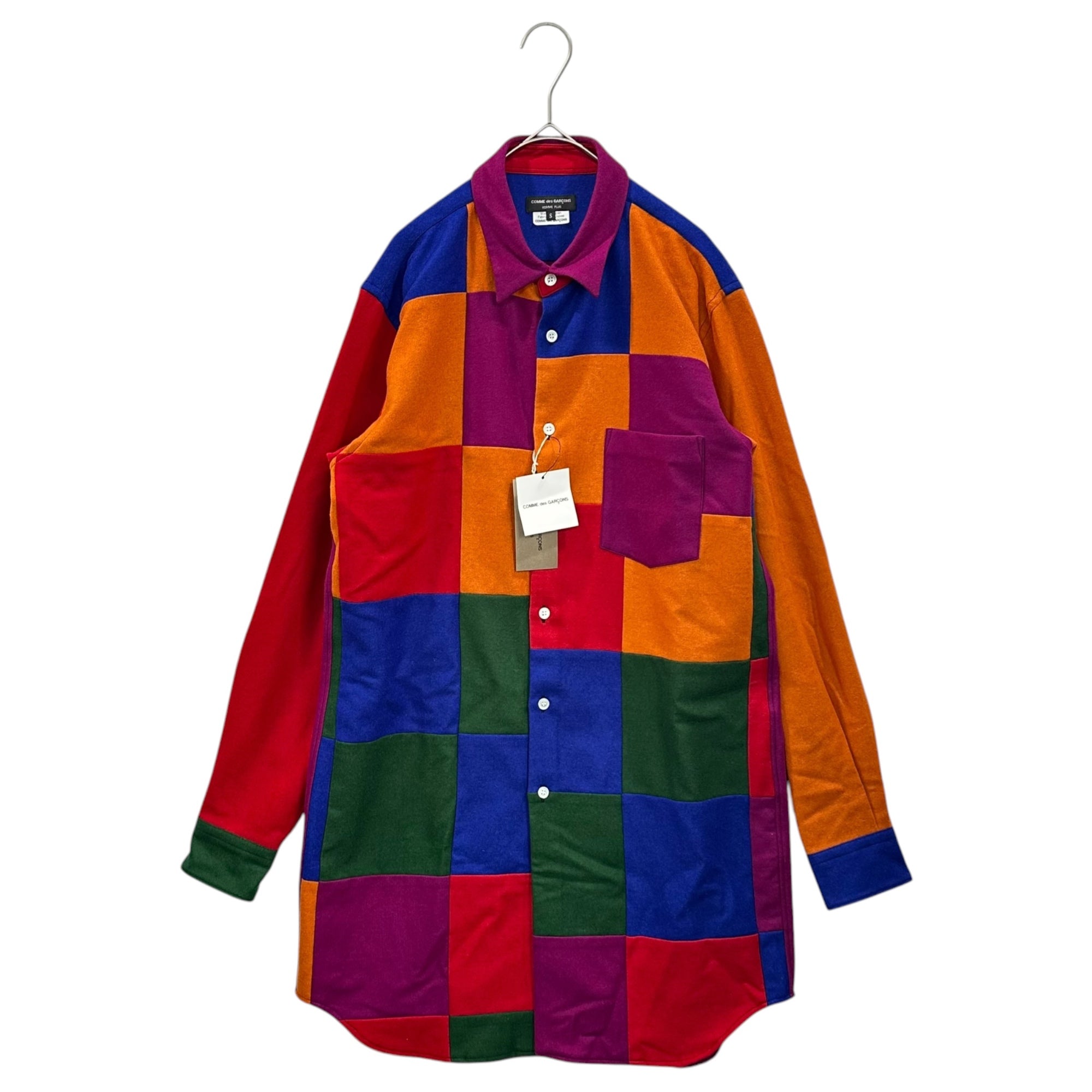 COMME des GARCONS HOMME PLUS(コムデギャルソンオムプリュス) 25AW Felt Patchwork Long Shirt フェルト パッチワーク ロング シャツ PP-B031 S マルチカラー AD2025