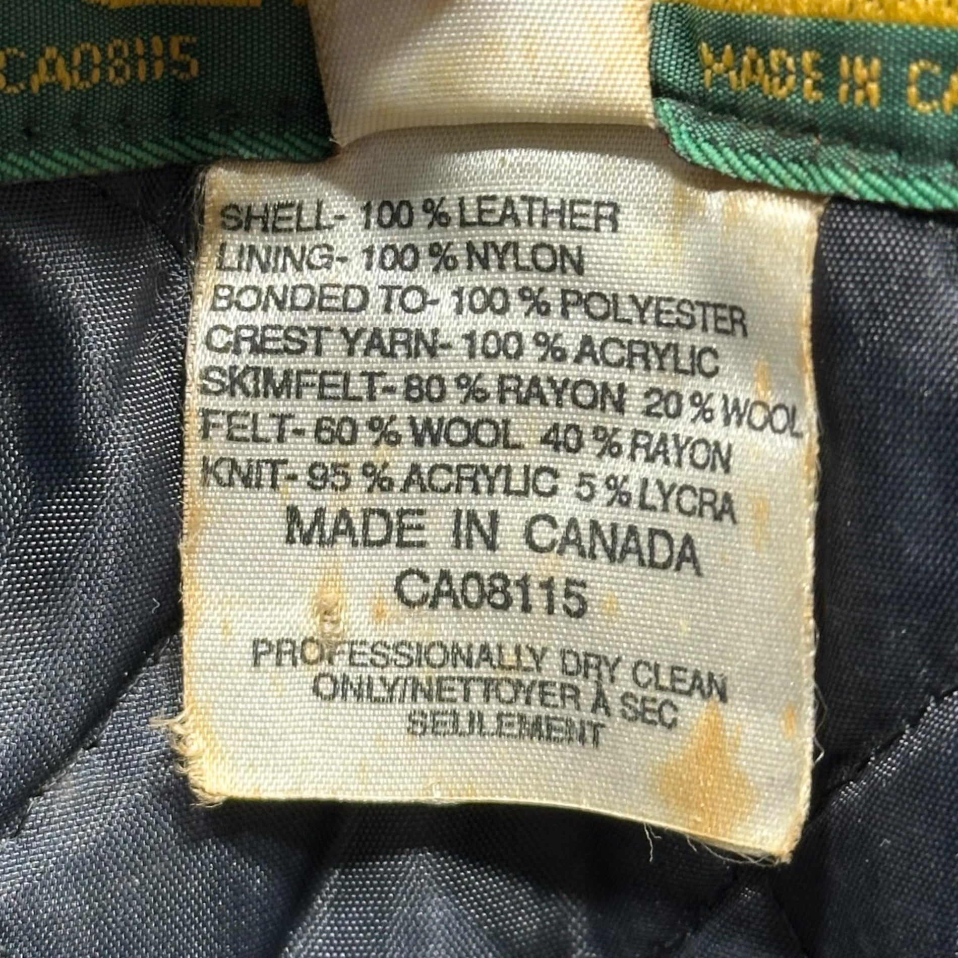 EXPORT LEATHER GARMENTS(エクスポートレザーガーメンツ) 90's CANADA made Leather Stadium Jacket レザー スタジアム ジャケット 36 グリーン×レッド 推定90年代 ヴィンテージ スタジャン ブルゾン