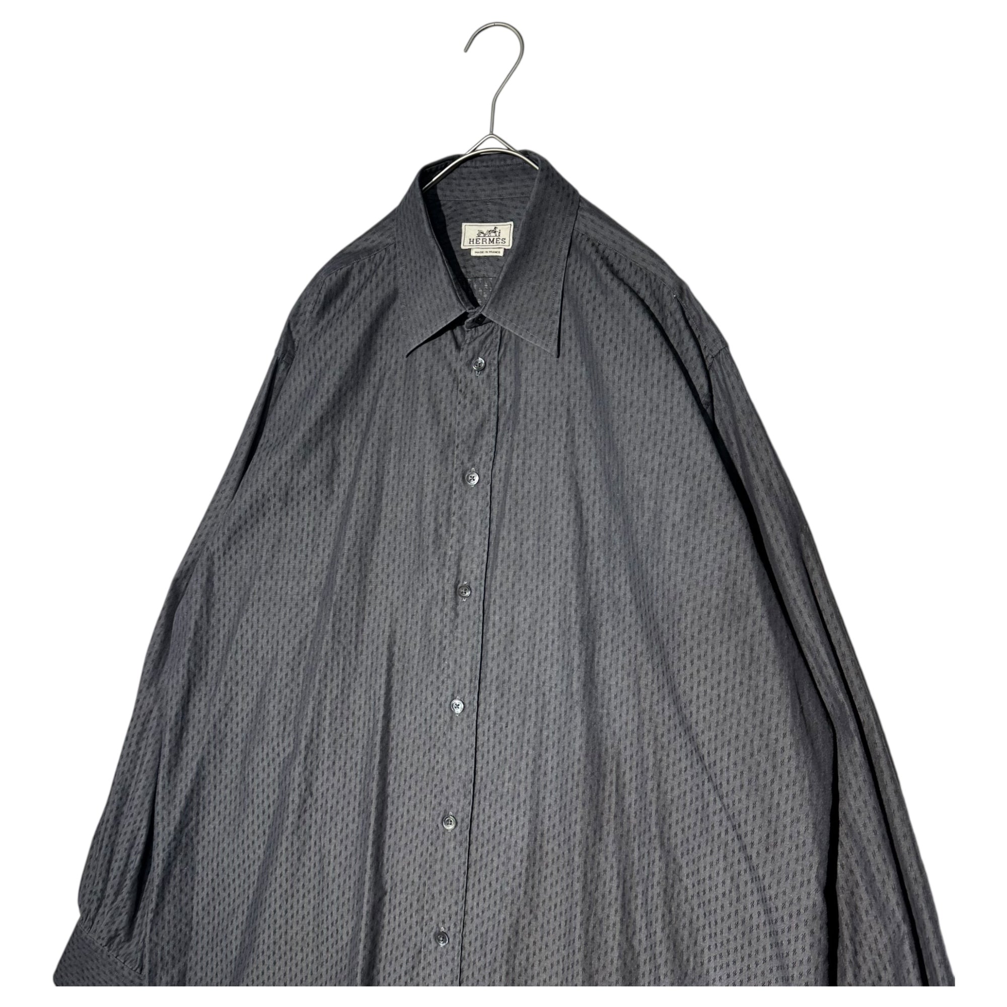 HERMES(エルメス) Vintage Diamond Stitch L/S Shirt ヴィンテージ ひし形 ステッチ 長袖 シャツ 42 16 1/2 ブラック(墨黒に近いお色味です) 国内代理店タグ無