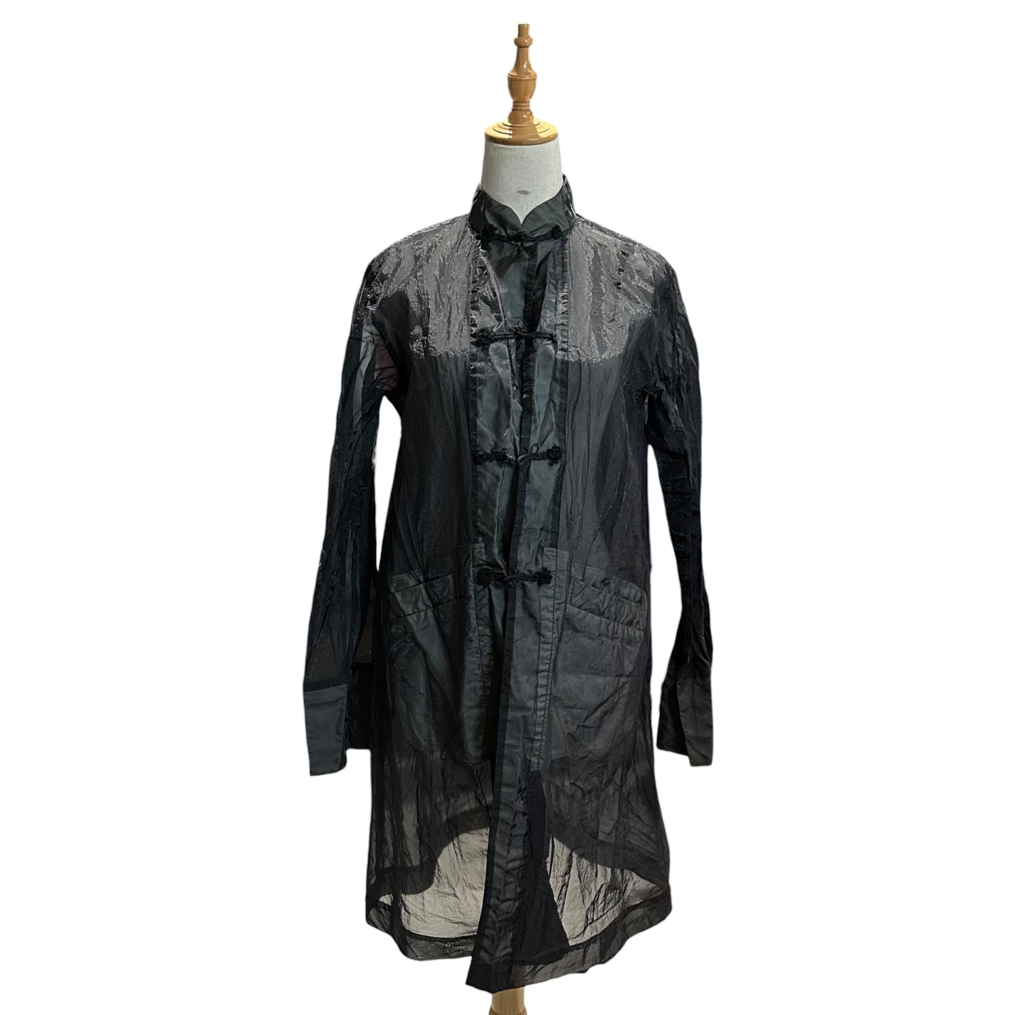 BLACK COMME des GARCONS(ブラックコムデギャルソン) 20AW Sheer China Jacket Coat シアー チャイナ ジャケット コート 1F-J024 M ブラック AD2020 男性着用可能