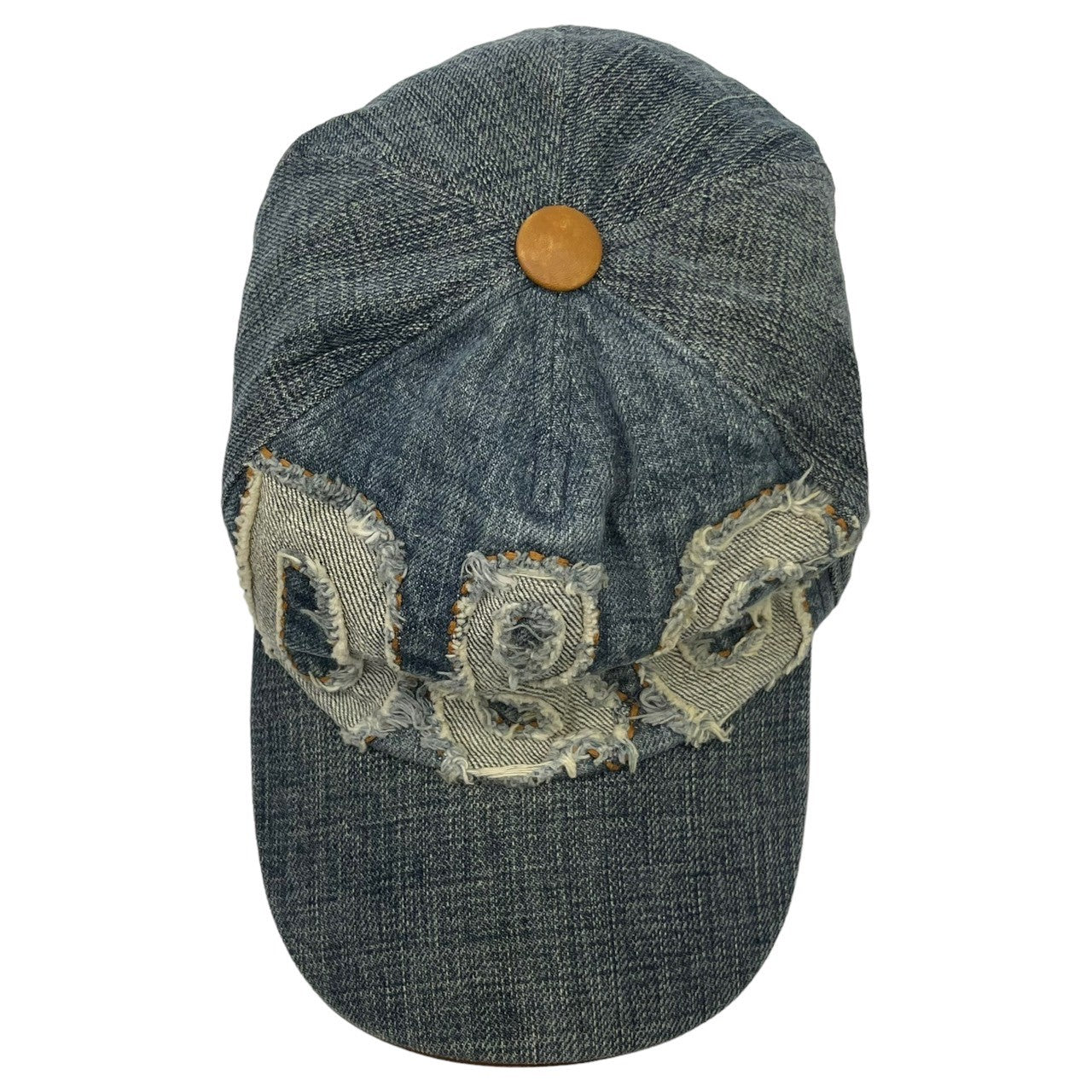 D&G DOLCE&GABBANA(ディーアンドジードルチェ&ガッバーナ) 00's Logo crushed denim cap ロゴ デニム キャップ 帽子 インディゴ Y2K レザー パイピング