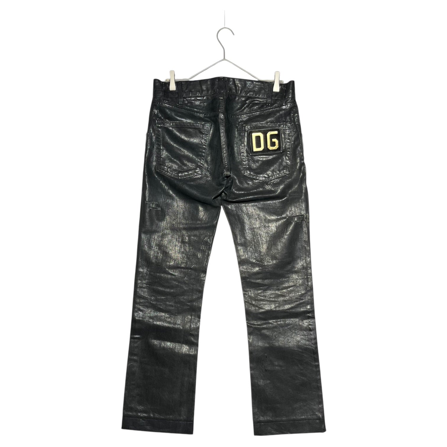 DOLCE&GABBANA(ドルチェ&ガッバーナドルガバ) 00's Archive back plate logo coated denim pants アーカイブ バック プレート ロゴ コーティング デニム パンツ G3012D G8000 44(S程度) ブラック Y2K