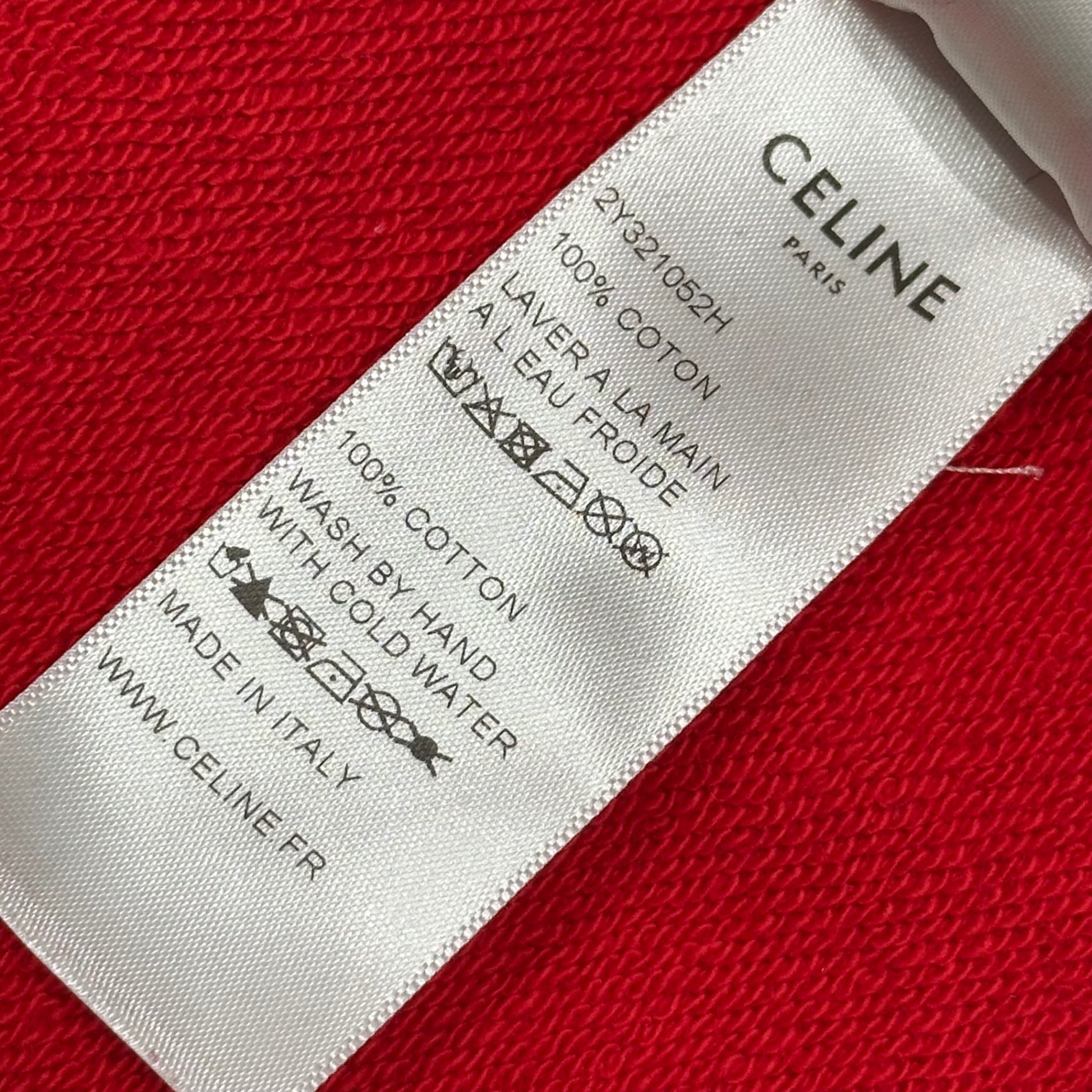 CELINE(セリーヌ) 2021SS By Hedi Slimane LOOSE HOODIE IN COTTON FLEECE エディ期 ルーズ フーディー  コットン フリース 2Y321052H XS レッド プルオーバー パーカー ロゴ
