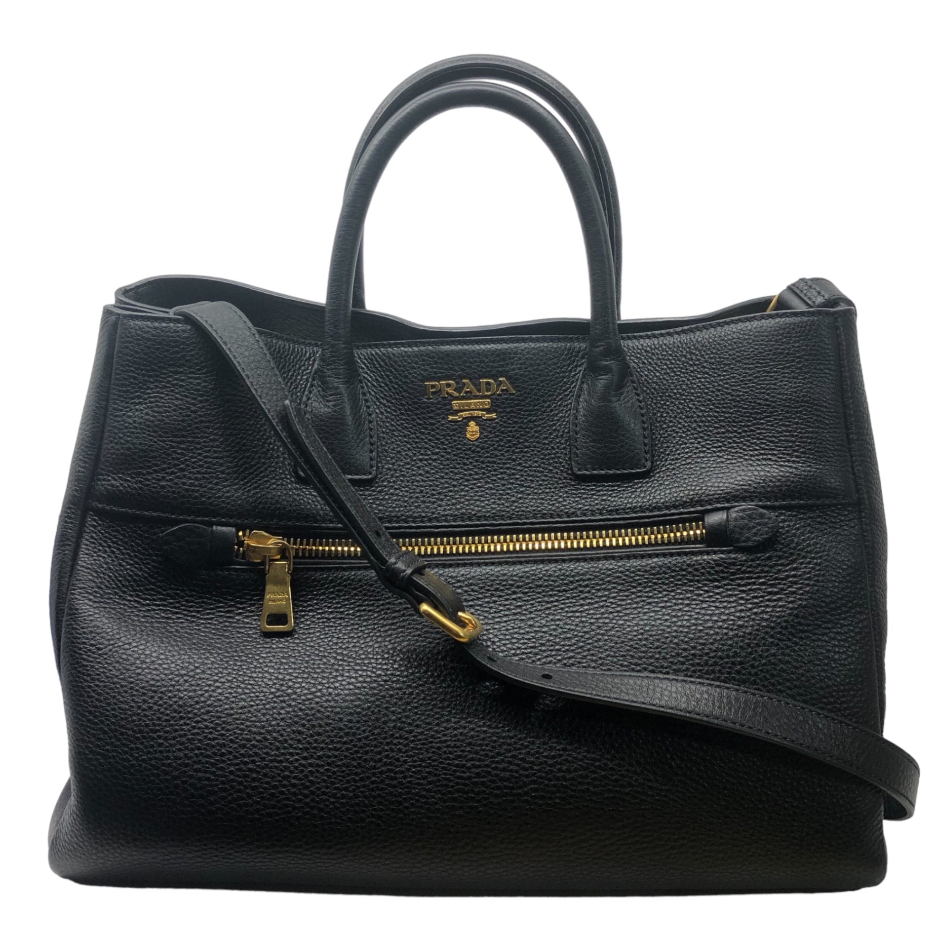 PRADA(プラダ) VIT.DAINO ヴィッテロダイノ 2WAY ショルダー バッグ BN2545 ブラック ハンド ロゴ レザー