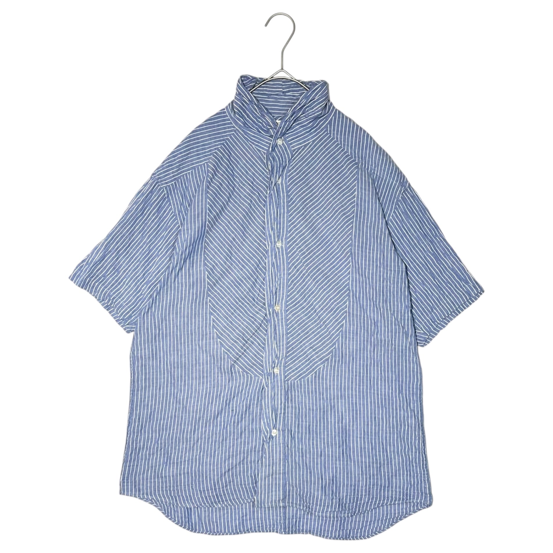 FINAL HOME(ファイナルホーム) Random Stripe Shawl Collar Blouse Shirt ランダム ストライプ ショールカラー ブラウス シャツ FH31FJ914 M ブルー×ホワイト
