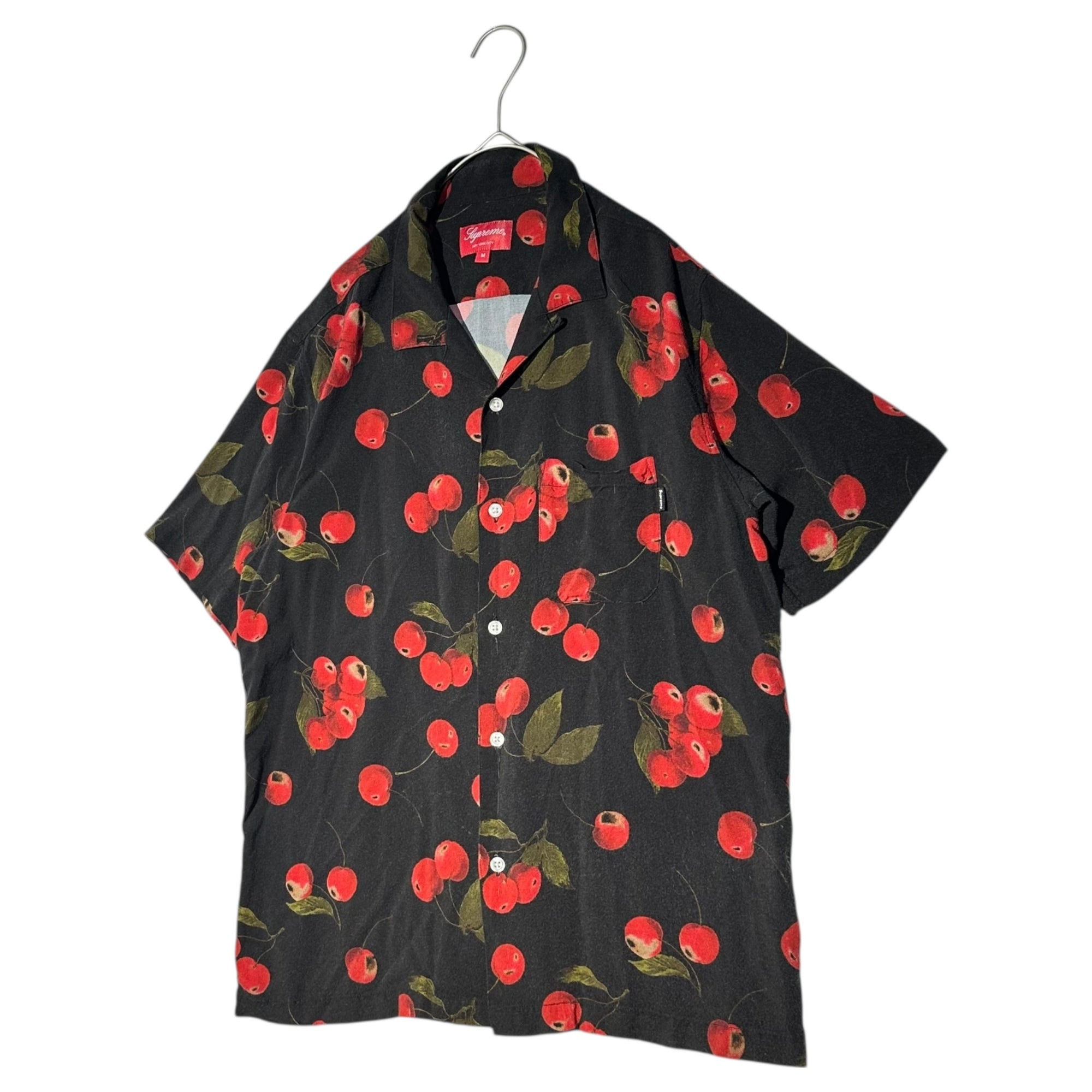 SUPREME(シュプリーム) 19SS cherry rayon shirt チェリー レーヨン シャツ 開襟 M ブラック×レッド