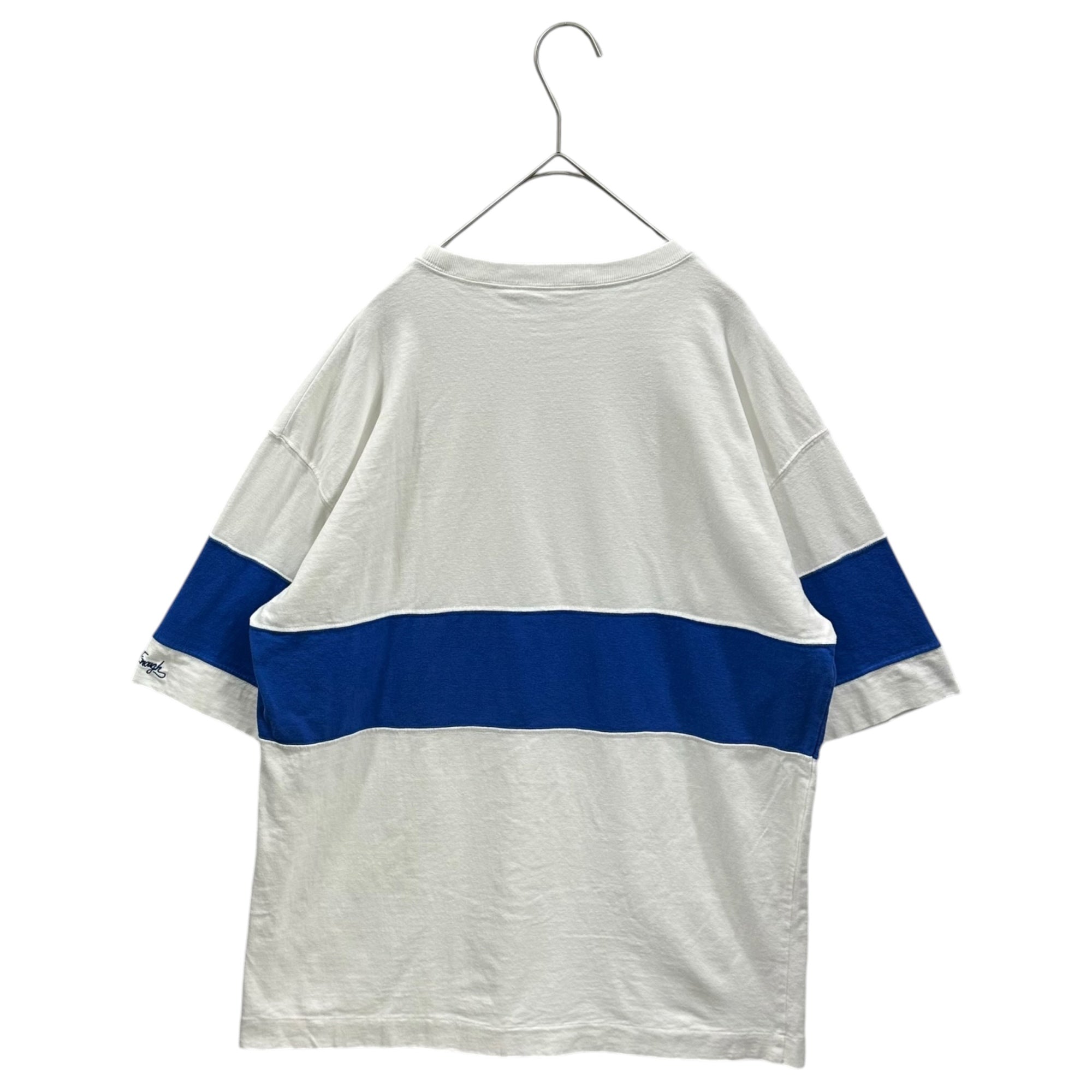 GOODENOUGH(グッドイナフ) 90's Line-blocked s/s T-shirt ライン 切替 半袖 Tシャツ 表記消(L程度) ホワイト×ブルー