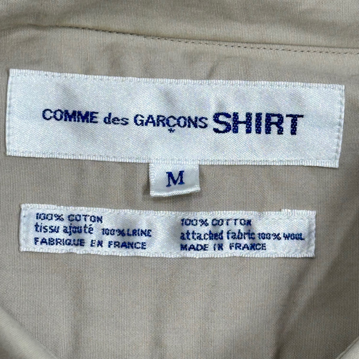 COMME des GARCONS SHIRT(コムデギャルソンシャツ) 1990's Front-Patchwork Regular Collar Shirt フロント パッチワーク レギュラー カラー シャツ M ベージュ×ピンク 90s アーカイブ