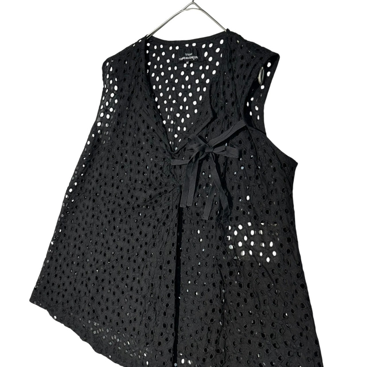 tricot COMME des GARCONS(トリココムデギャルソン) 07AW Cutwork Sleeveless Blouse カットワーク ノースリーブ ブラウス TT-B004 M ブラック AD2007