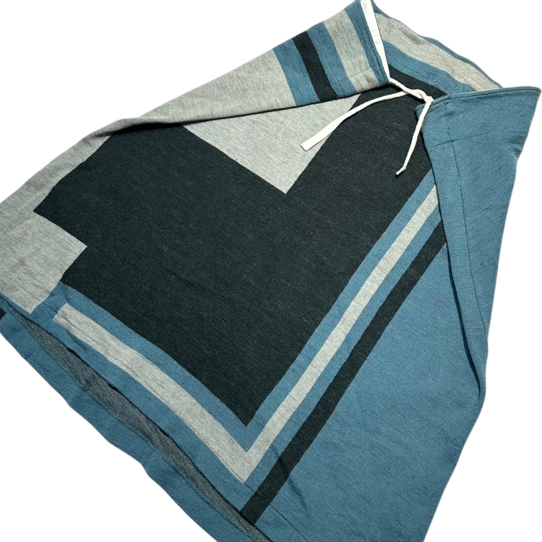 Y's(ワイズ) Textile Waist Lace Tie Cotton Skirt テキスタイル ウエスト レース タイ コットン スカート YO-T43-550 3 ブルー×ブラック