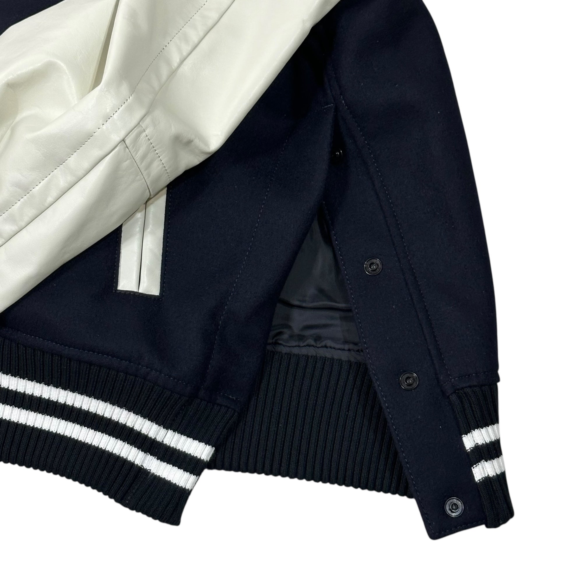 sacai×MADSAKI(サカイ×マサキ) MADSAKI Wool Melton Studium blouson マサキ ウール メルトン スタジアム ブルゾン スタジャン 22-02879M 2(M程度) ネイビー×ホワイト