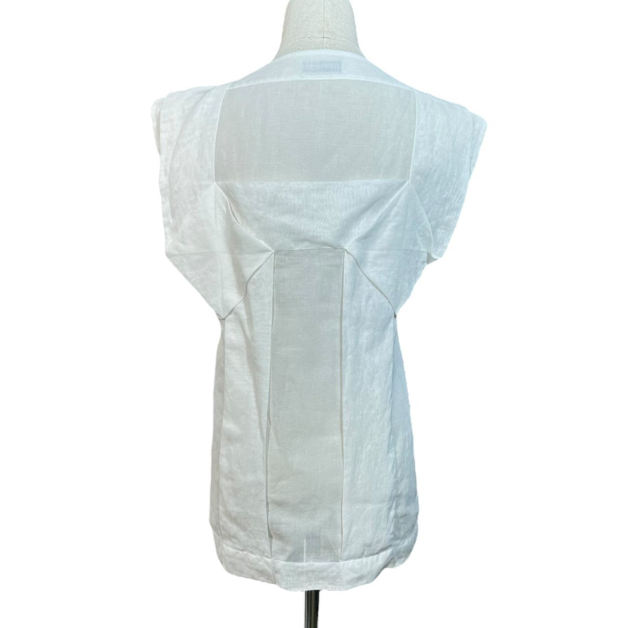 ISSEY MIYAKE(イッセイミヤケ) 90~00's Three-dimensional design sleeveless blouse 立体デザイン ノースリーブ ブラウス ホワイト 品質表示タグ無
