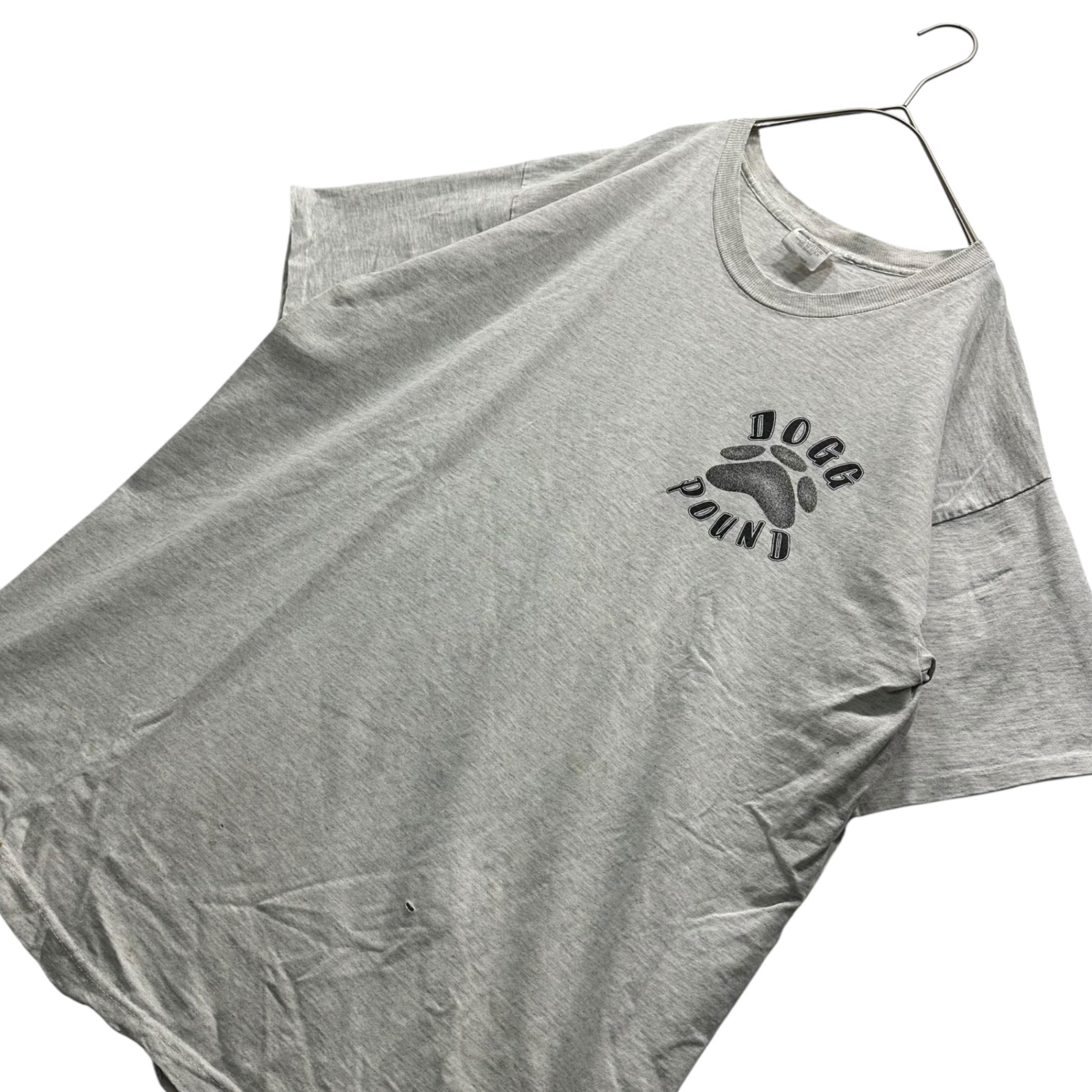 VINTAGE(ヴィンテージ) 90's DOGG POUND Death Row Records T-Shirt ドッグ パウンド デスロー レコーズ Tシャツ XXL程度 グレー PRE-SHRUNK FANTASY BODY 袖シングルステッチ