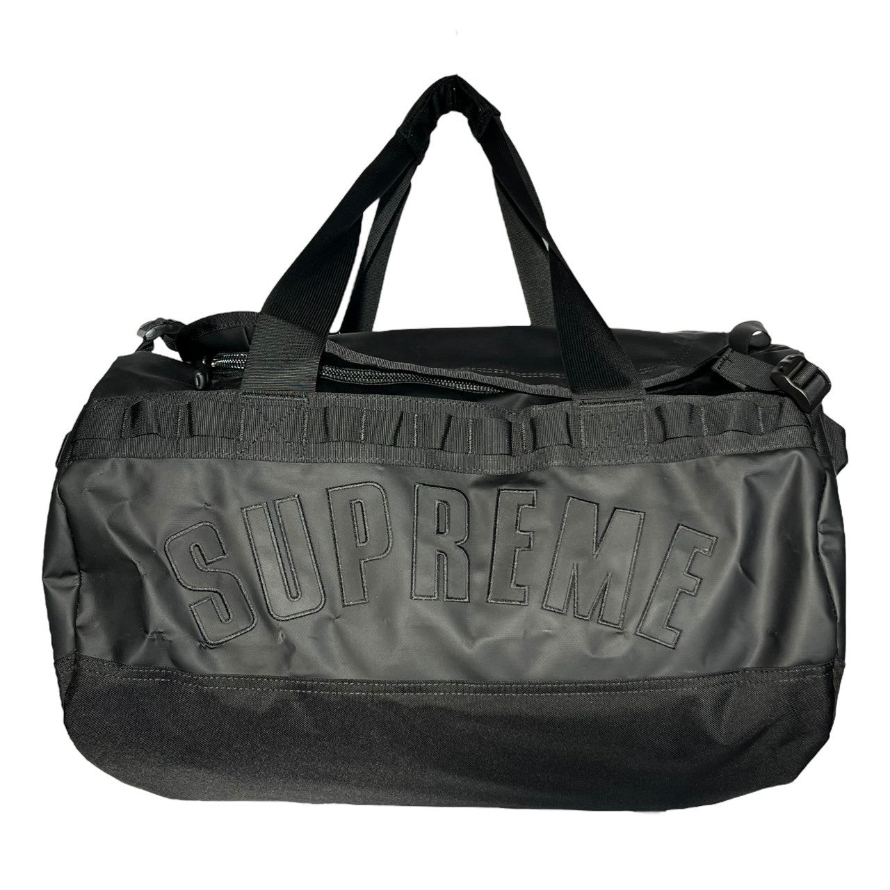 SUPREME×THE NORTH FACE(シュプリーム×ノースフェイス) 19SS Arc Logo Small Base Camp Duffle Bag ロゴ スモール ベース キャンプ ダッフル バッグ NF0A3KZ6 ブラック ボストン 旅行 スポーツ