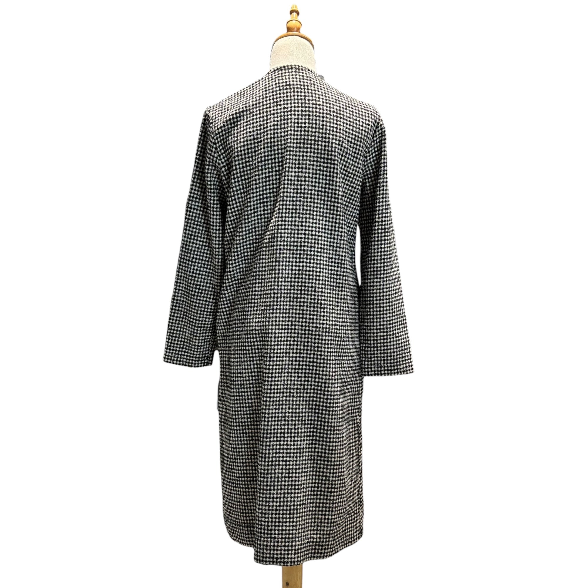 tricot COMME des GARCONS(トリココムデギャルソン) 12AW Fine check pattern Large buttons Wool and nylon One-piece dress チェック デカボタン ウール ナイロン 長袖 ワンピース TJ-O005 M ホワイト×ブラック AD2012